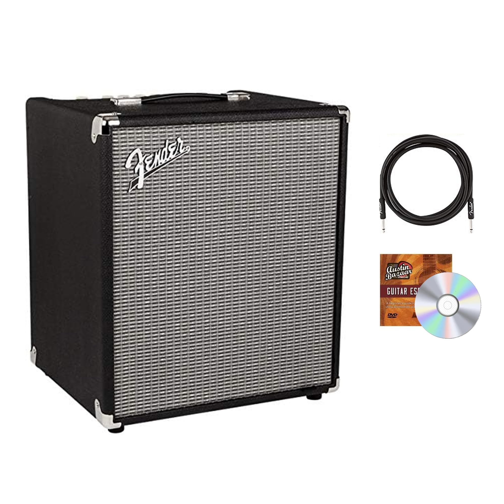 Fender Rumble 100 Bass Combo Amplifier Bundle with Instrument Cable and Austin Bazaar Instructional DVD