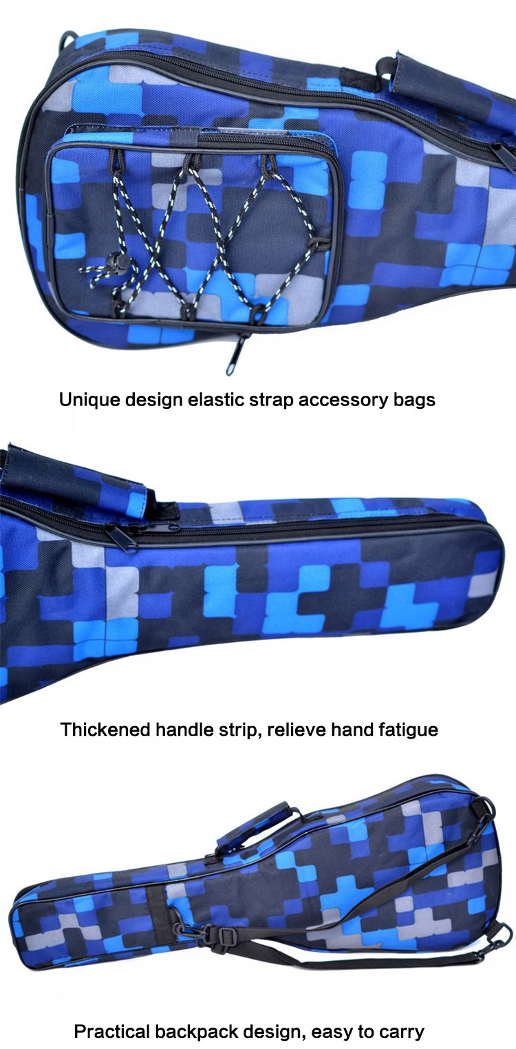 HOT SEAL 10MM Waterproof Durable Colorful Ukulele Case Bag with Storage (23/24in, Blue Flowers)
