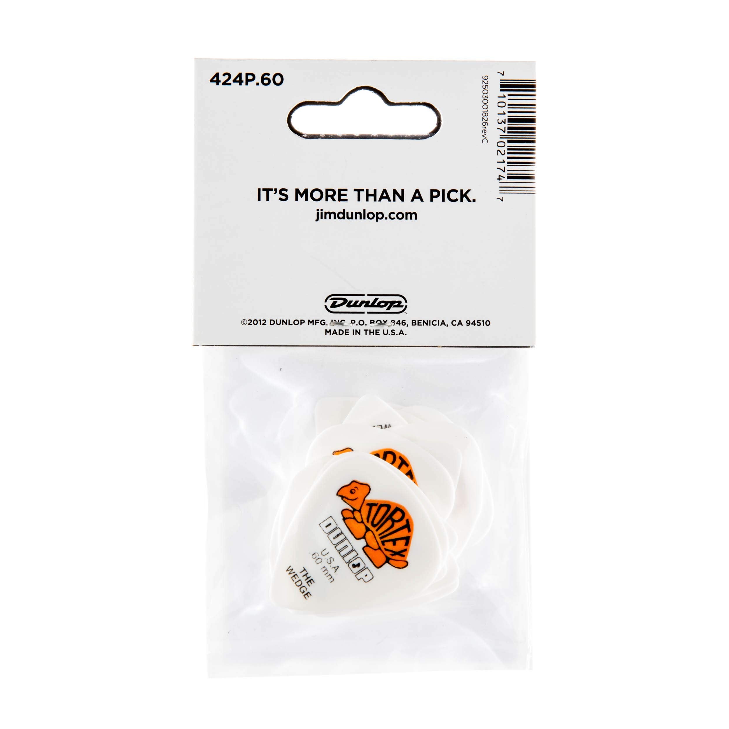 Dunlop Tortex Wedge, White/Orange, .60mm, 12/Player's Pack