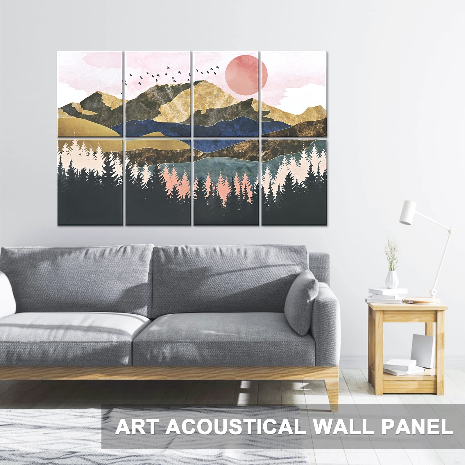 Tutmyrea Art Acoustic Panels, 48''X32'' Self-adhesive Sound Proofing Padding, 8 Pack Acoustical Soundproof Wall Panels, Decorati