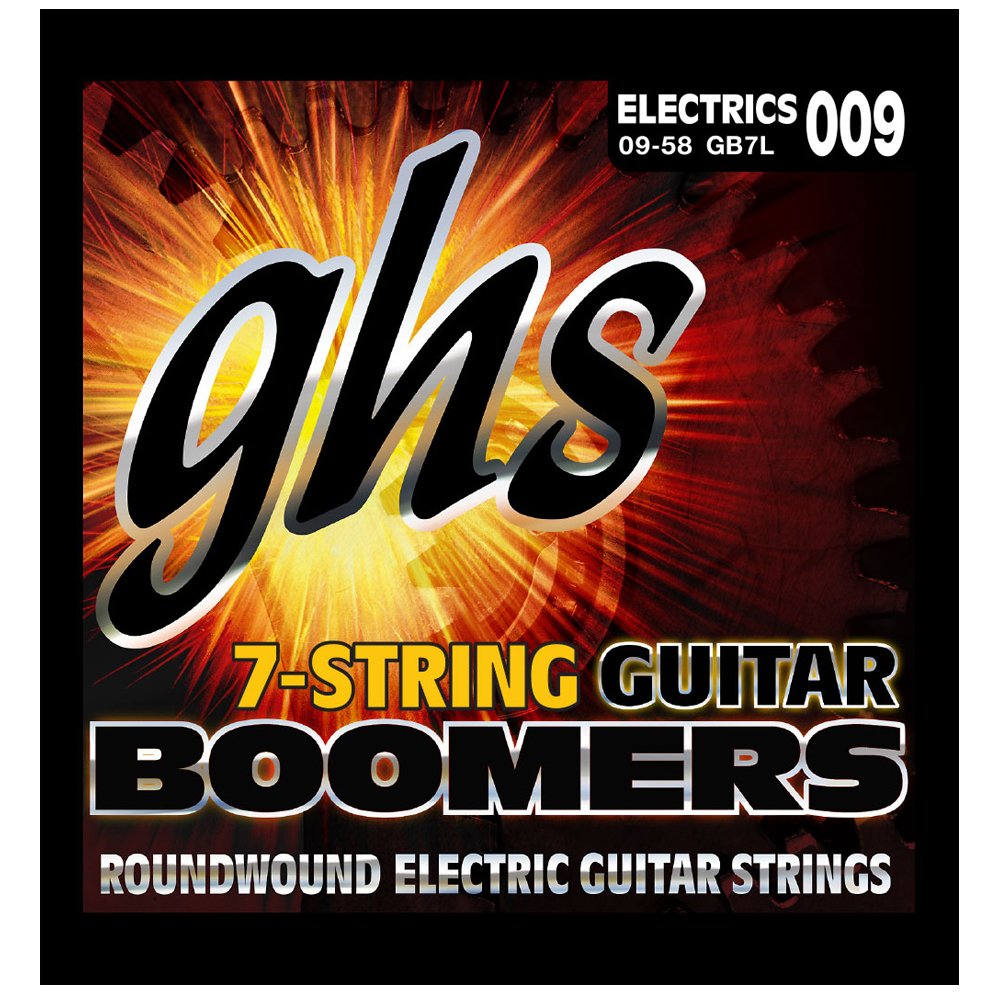 Ghs Strings Gb7L 7-String Guitar Boomers, Nickel-Plated Electric Guitar Strings, Extra Light (.009-.058)