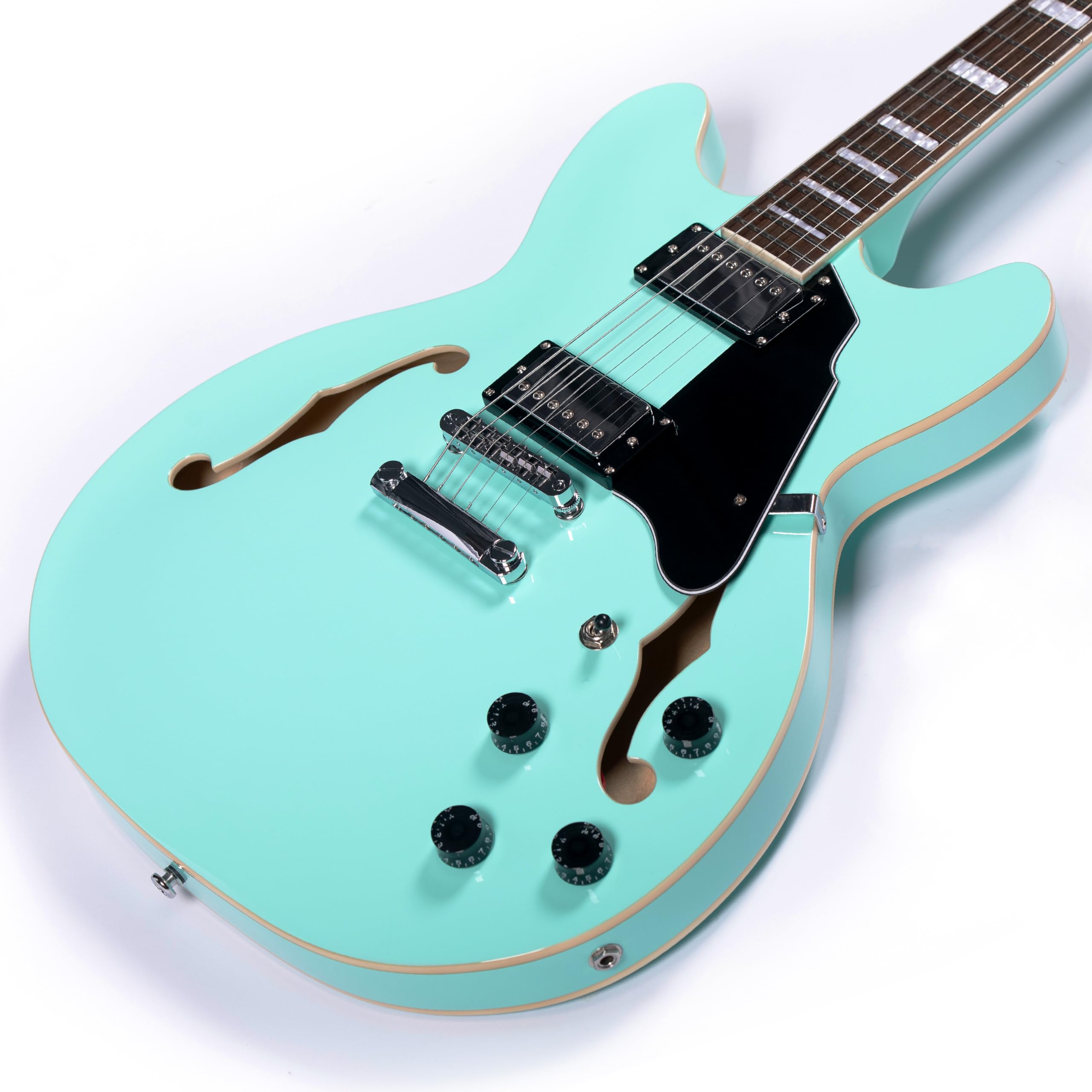 Redid Semi-Hollow Body Electric Guitar RD-100 Jazz Guitar with F-Hole,Maple neck,humbucker Pickups(Green)