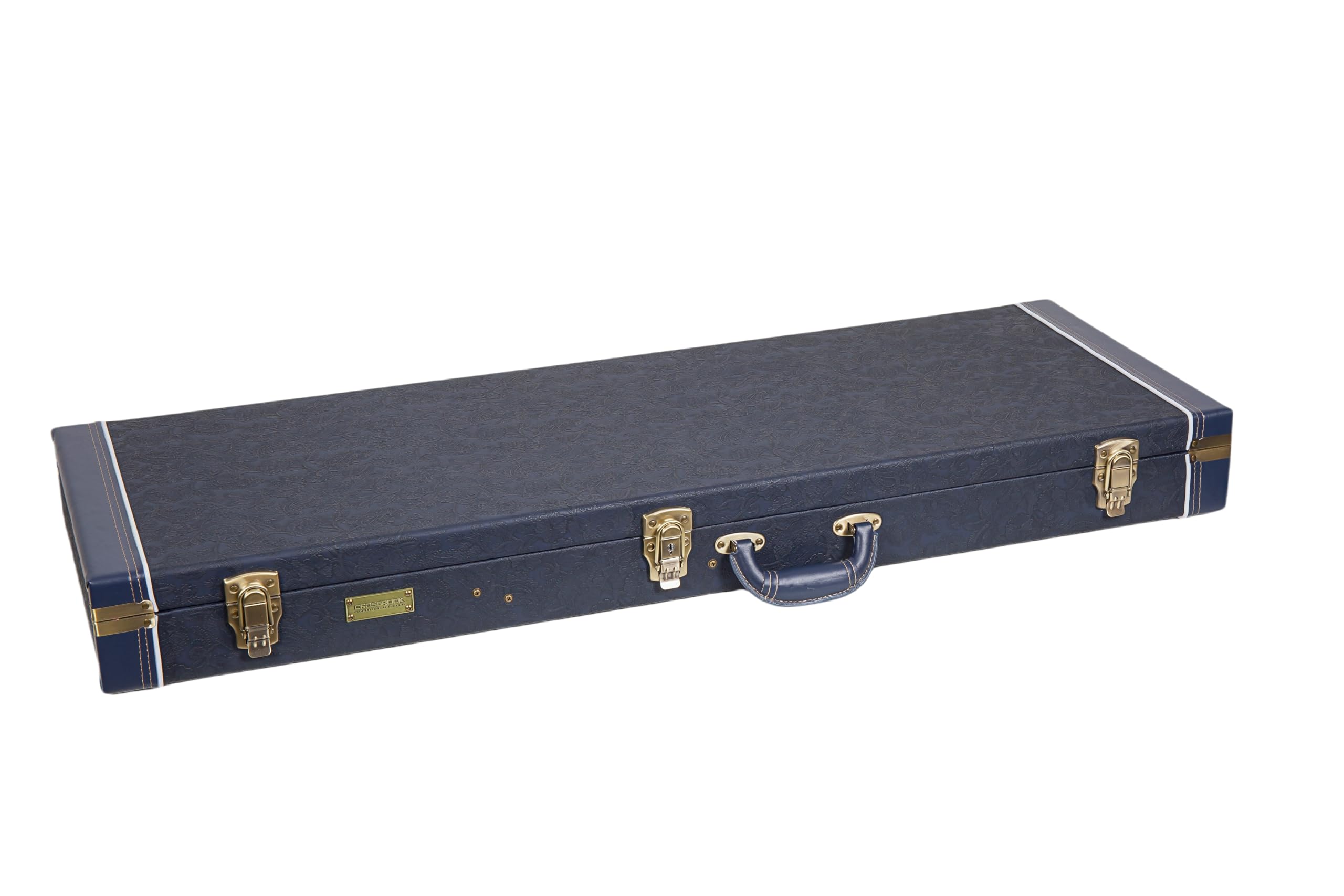 Crossrock Relief Series Electric Guitar Case for Strat & Tele | Carved Ocean Blue Finish, Deep Scarlett Velvet Interior, Lock -