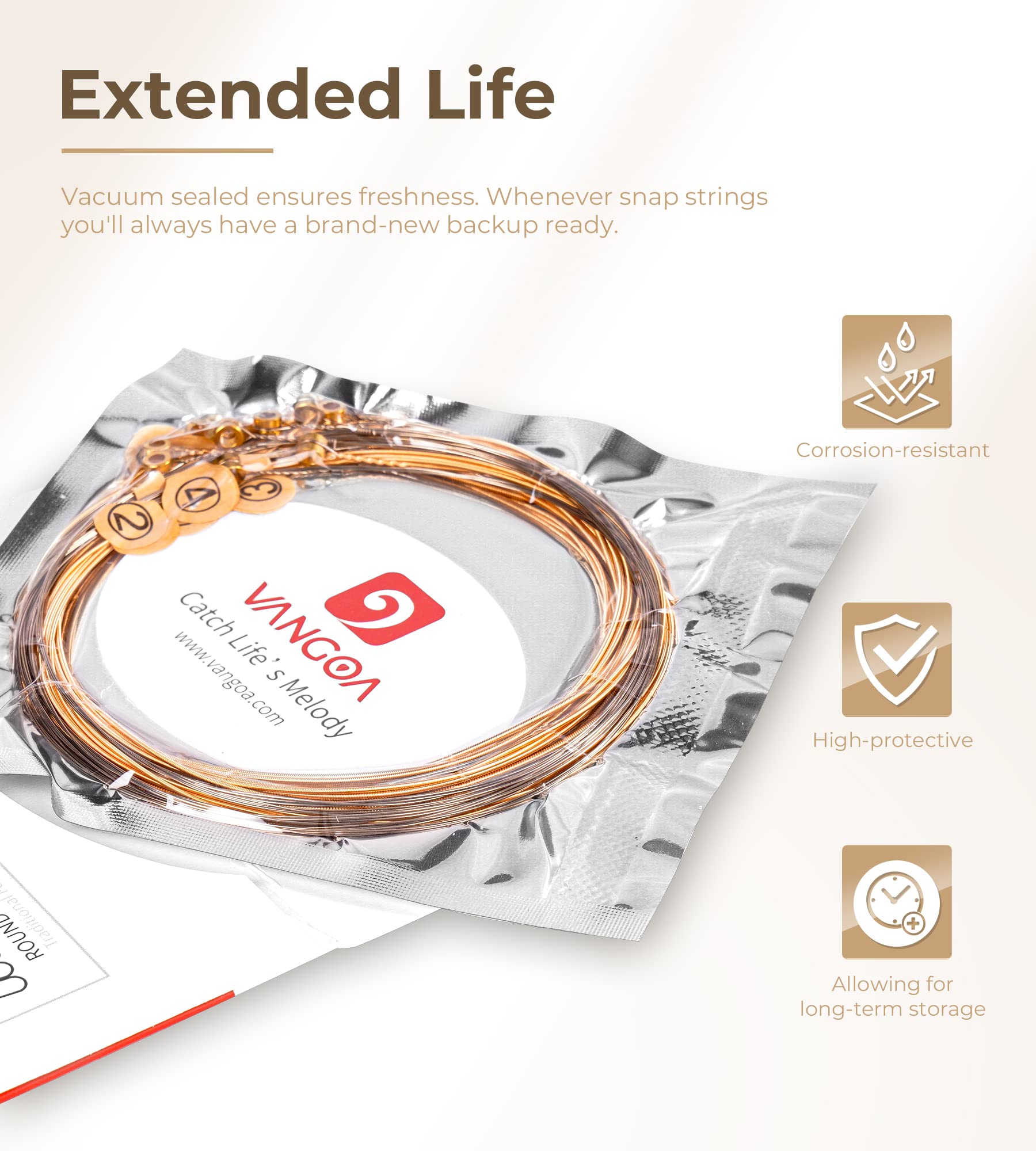 Vangoa Guitar Strings for 12 String Acoustic Guitar, 85/15 Bronze, Vacuum-sealed Packaging Durable Acoustic 12 String Set, Ball