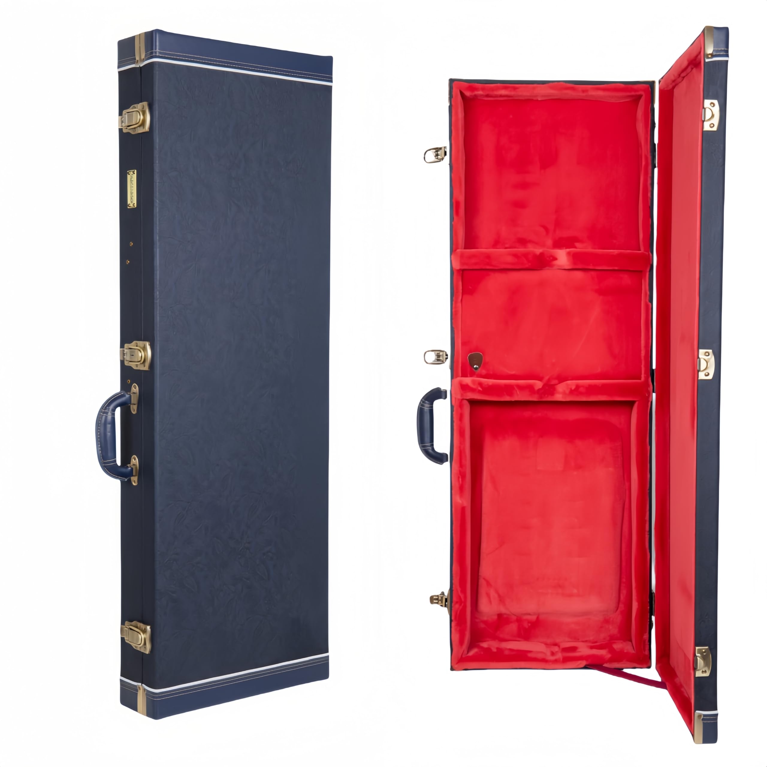 Crossrock Relief Series Electric Guitar Case For Strat & Tele | Carved Ocean Blue Finish, Deep Scarlett Velvet Interior, Lock -