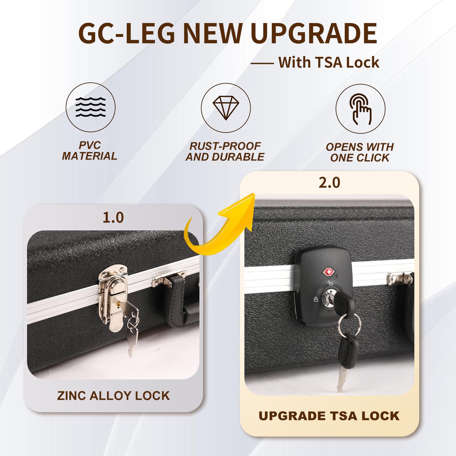 GHOSTFIRE Electric Guitar Hard Case Portable Guitar Hard-shell Case With Lock for Stratocaster/Telecaster (GC-LEG)