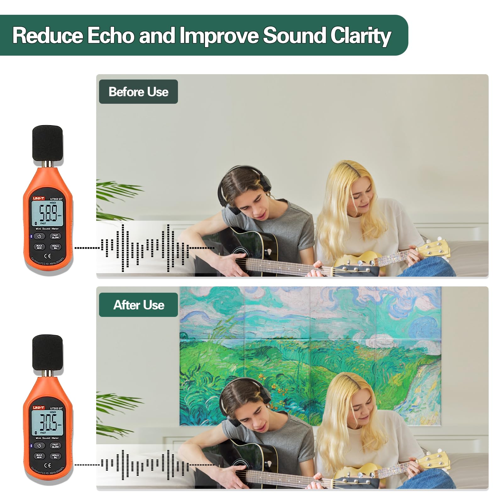 Tutmyrea 8 Pack Art Acoustic Panels, 48''X32'' Self-Adhesive Soundproof Wall Panels, Decorative Sound Absorbing Panels, Acoustic