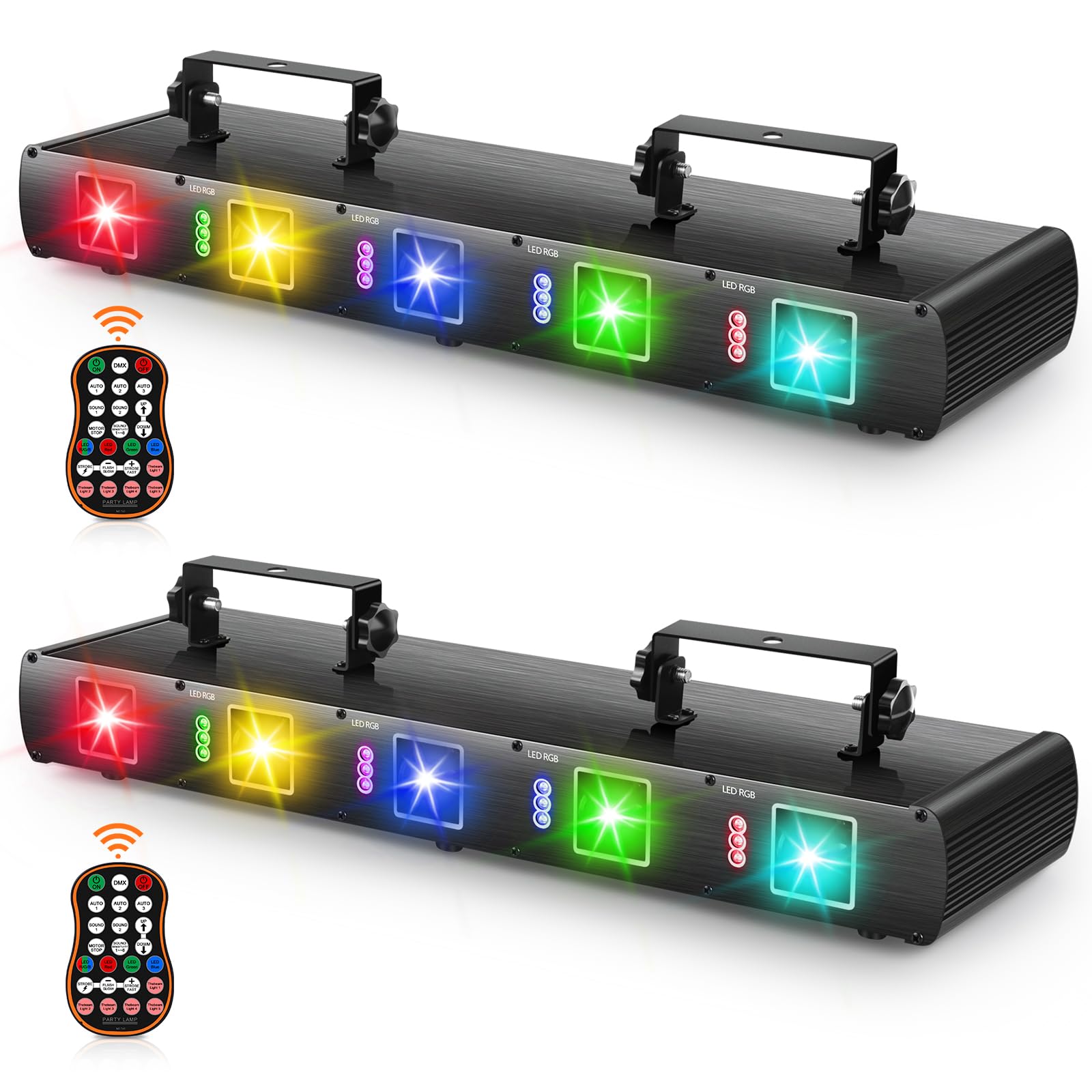 Uking Stage Laser Light Dj Light, 5 Beam Effect Sound Activated Dj Party Lights Rgbyc Led Projector Party Lights Music Lights W