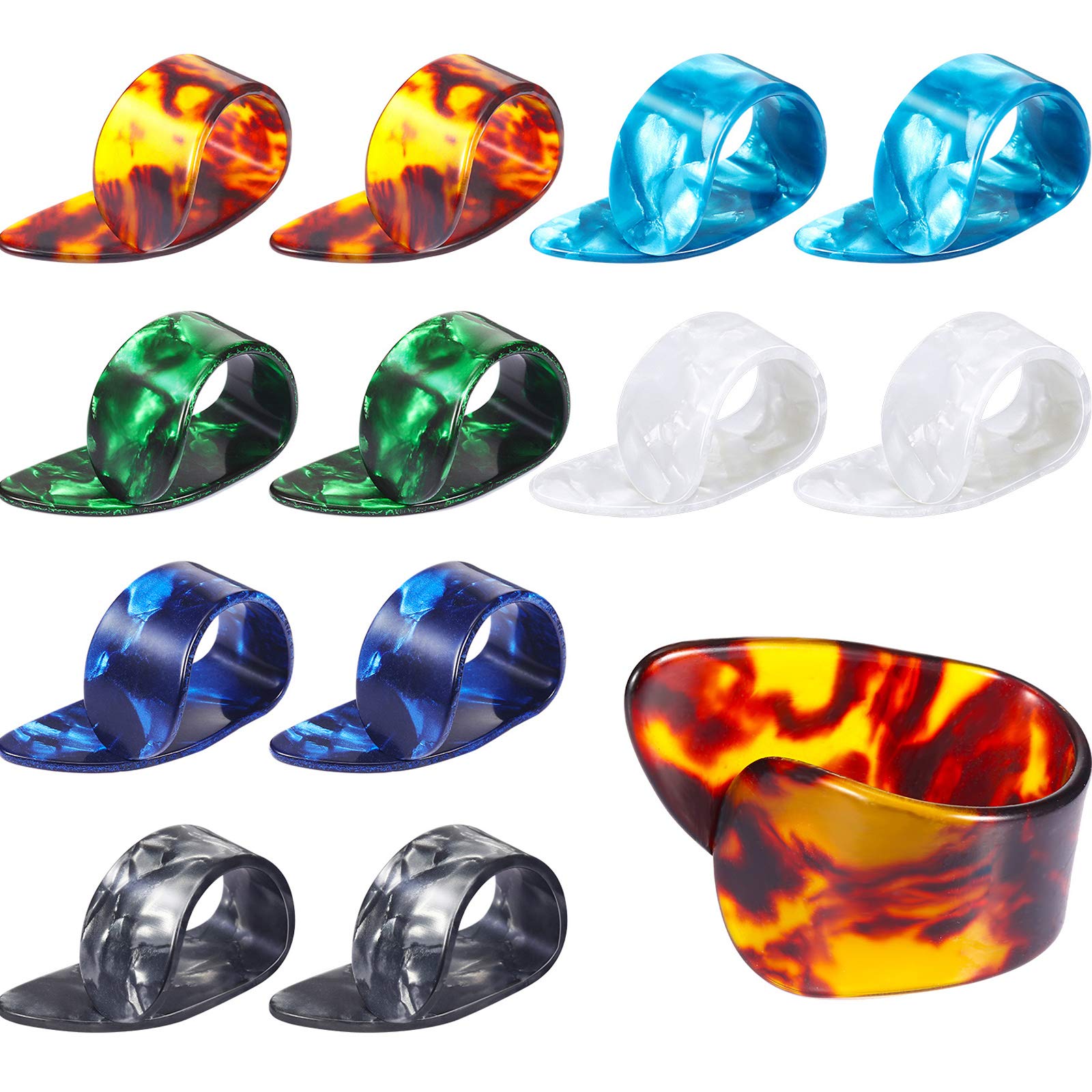 Frienda Thumb Picks Finger Picks, Medium, Flat Thumbpicks, Celluloid Guitar Thumb Finger Picks (12 Pieces, Thumb Picks)