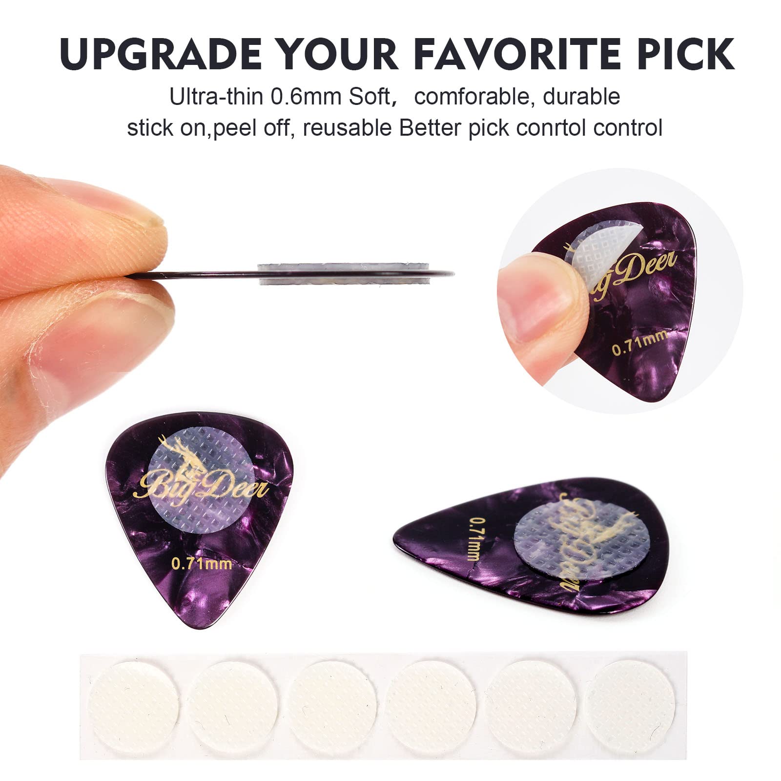 BigDeer 50 pack Celluloid Guitar Picks ,includes Thin,Medium, Heavy & Extra Heavy Picks Plectrums for Acoustic Guitar,Ukulele,Ba