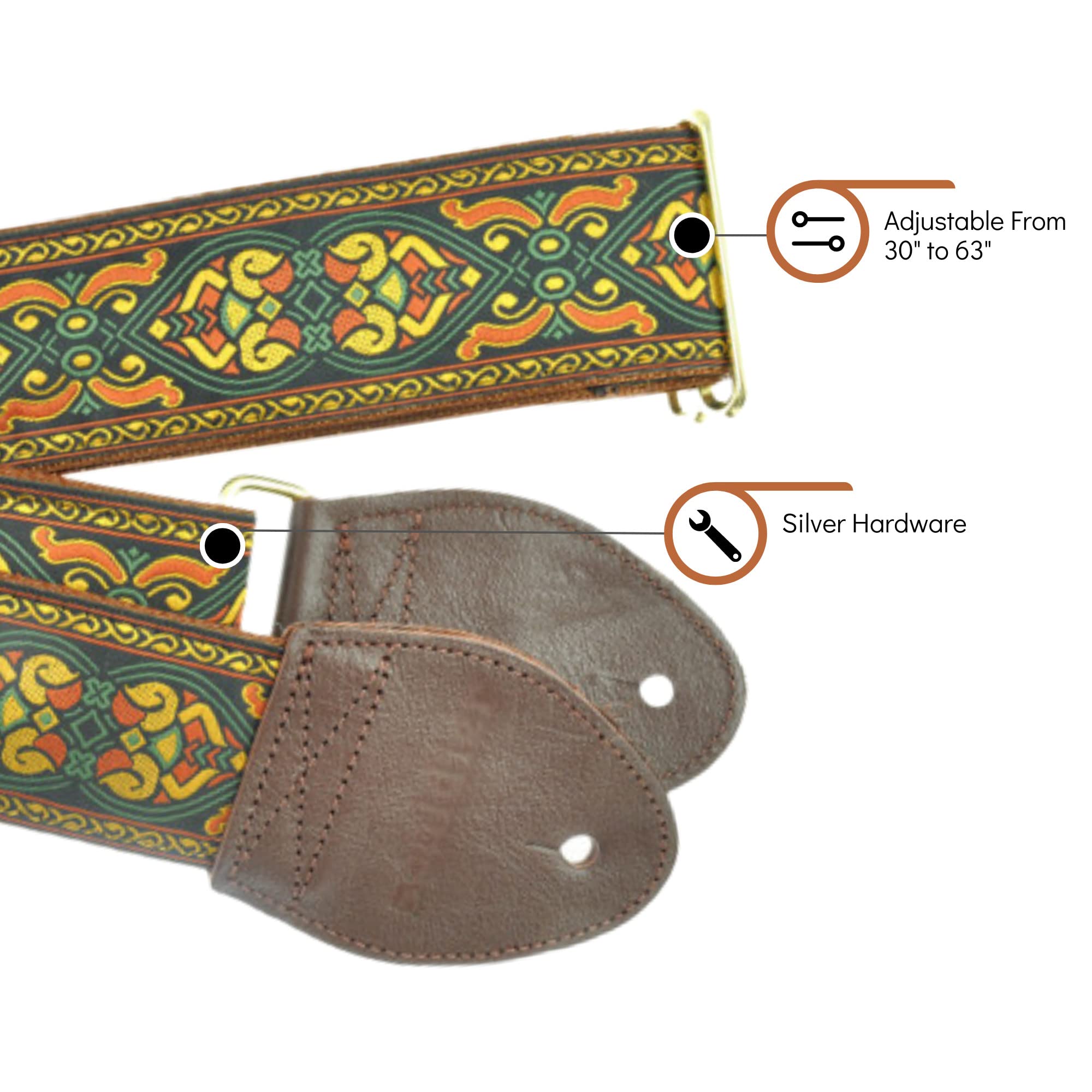 Souldier GS0251NM05WB - Handmade Seatbelt Guitar Strap for Bass, Electric or Acoustic Guitar, 2 Inches Wide and Adjustable Lengt