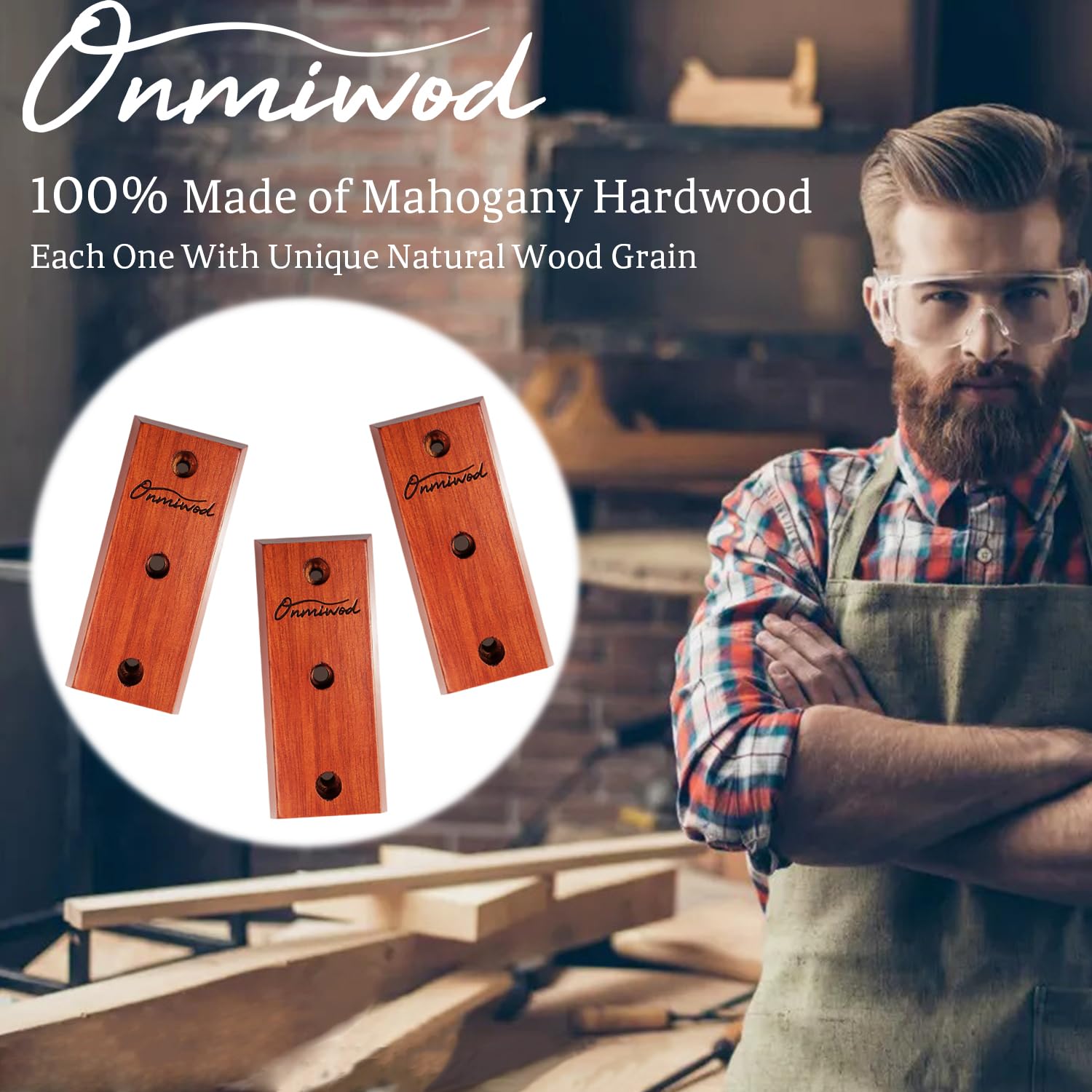 Onmiwod Guitar Wall Mount 3 Pack, Mahogany Wood Guitar Hanger, U-Shaped Guitar Wall Hanger Mount, Guitar Holder Hook Stand Wall