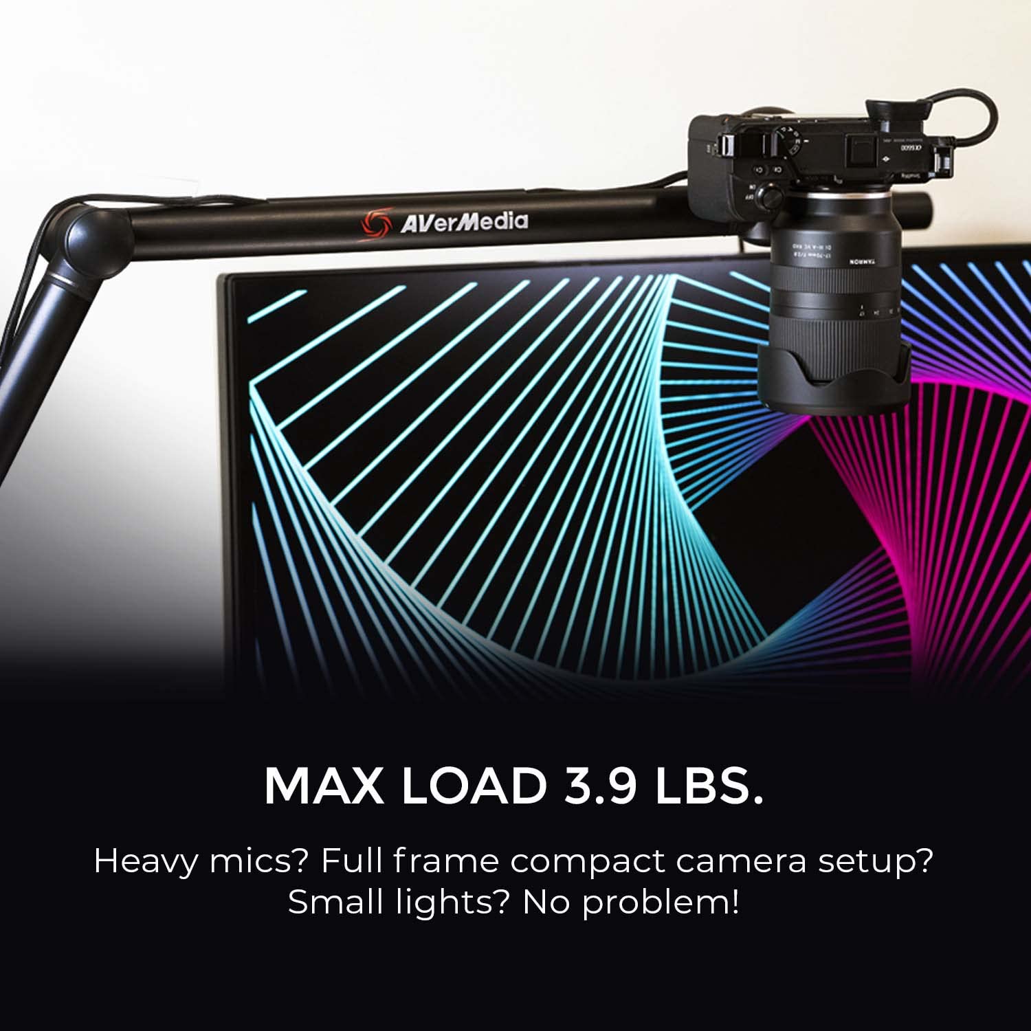 AVerMedia BA311 Live Streamer Arm, Fully Adjustable Boom Arm and Microphone Stand Suitable for 1/4 Inch or 5/8 Inch Mounting Opt