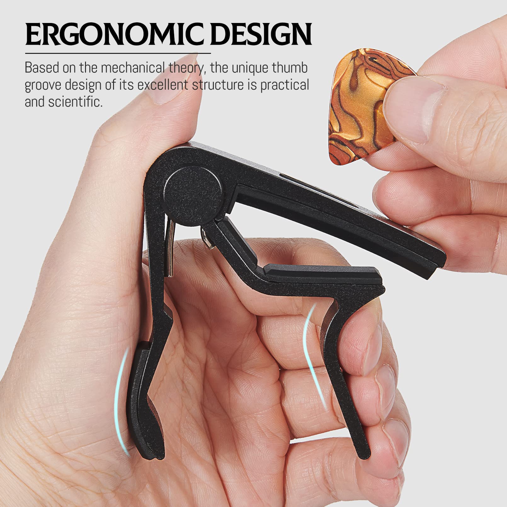 Capo Guitar Capo with Pick Holder for Acoustic and Electric Guitar, Ukelele, Bass, Banjo with Guitar Picks (black)