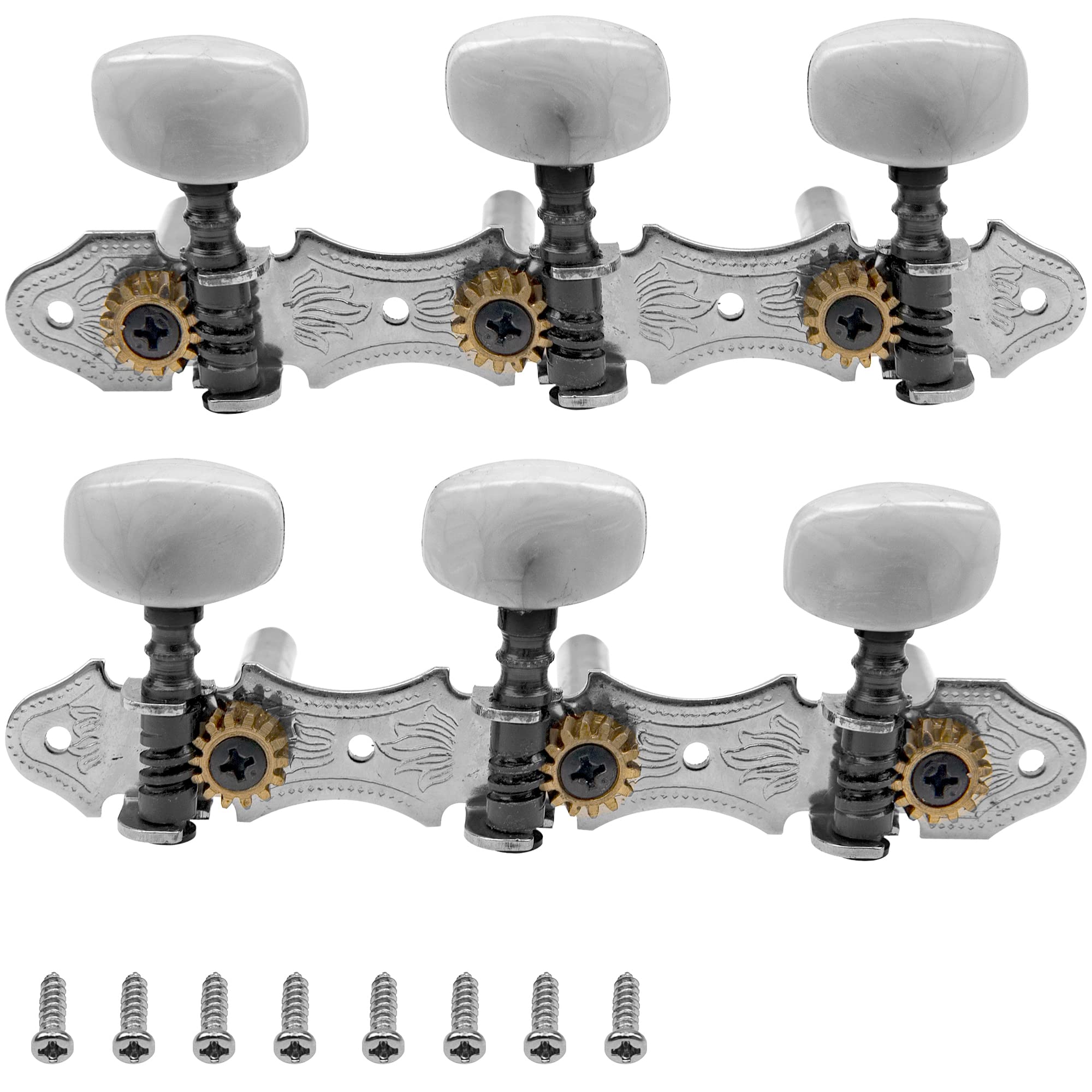 Yootones Classical Guitar String Tuning Peg Tuners Machine Heads Tuning Keys Pegs 3L3R 1:14 Compatible With Classical Guitar