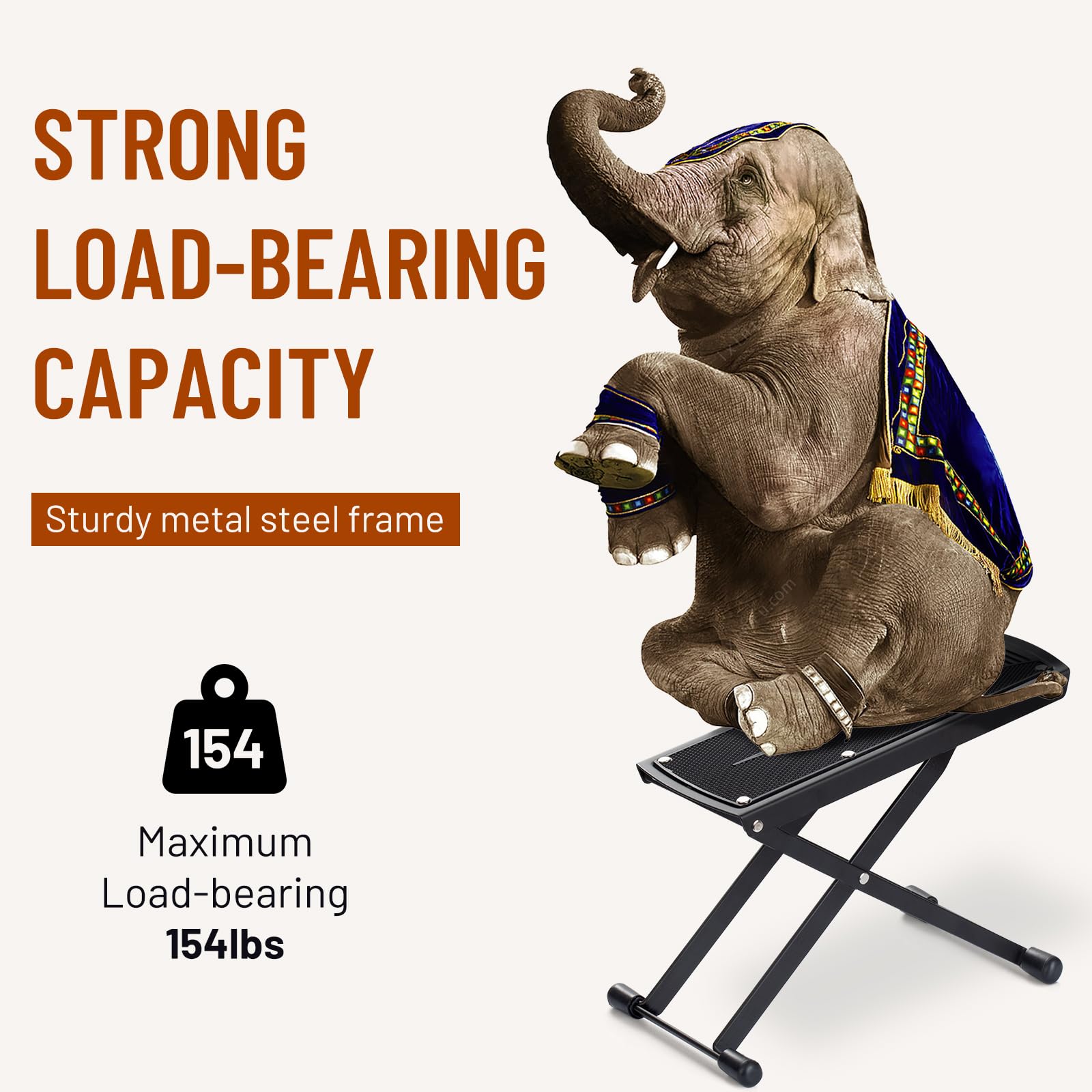 CAHAYA Guitar Foot Stool: 6 Position Height Guitar Foot Rest Folding Extra Stable Foot Rest Stool with Rubber Feet and Non-Slip