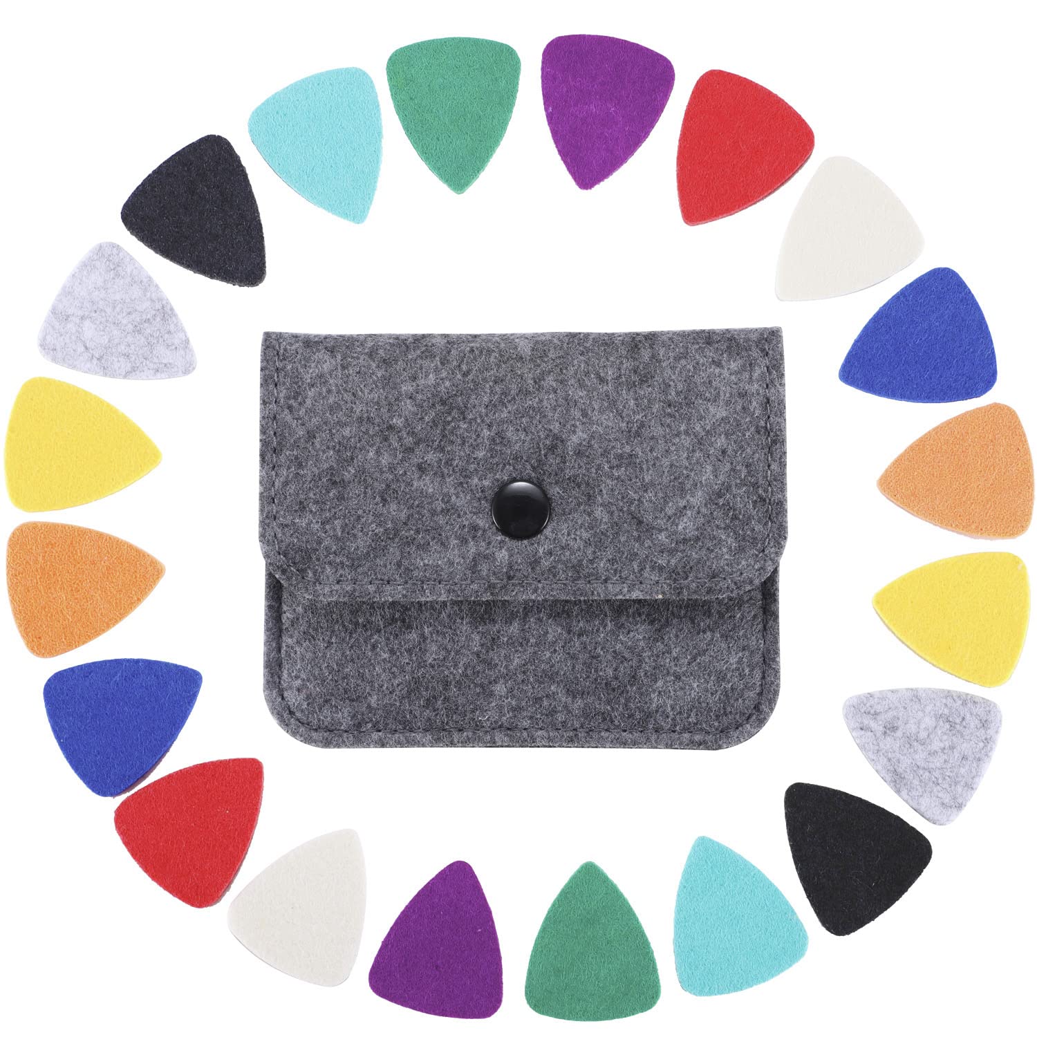 20 Pieces Felt Ukulele Picks,Felt Heart Shape Pick for Ukulele Guitar Bass with pick holder case (Multiple colors) (general, 10