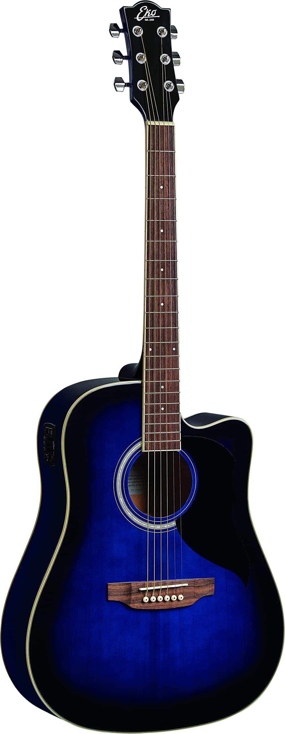 Eko Guitars 6 String Acoustic-Electric Guitar, Right, Blue Sunburst (06216630)