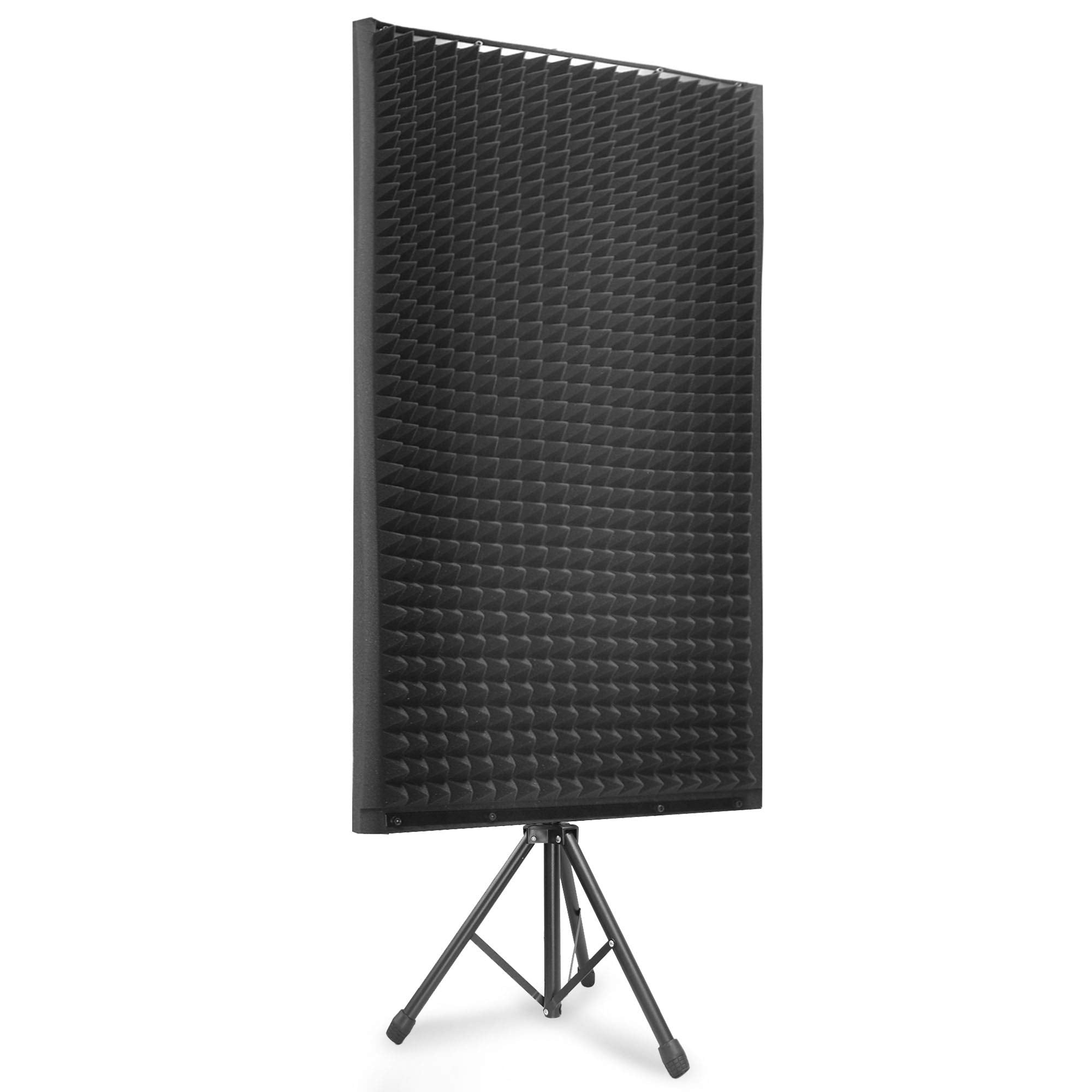 Pyle Acoustic Isolation Absorber Shield Sound Wall Panel Studio Foam and Dampening Wedge with Height Adjustable Stand, Black