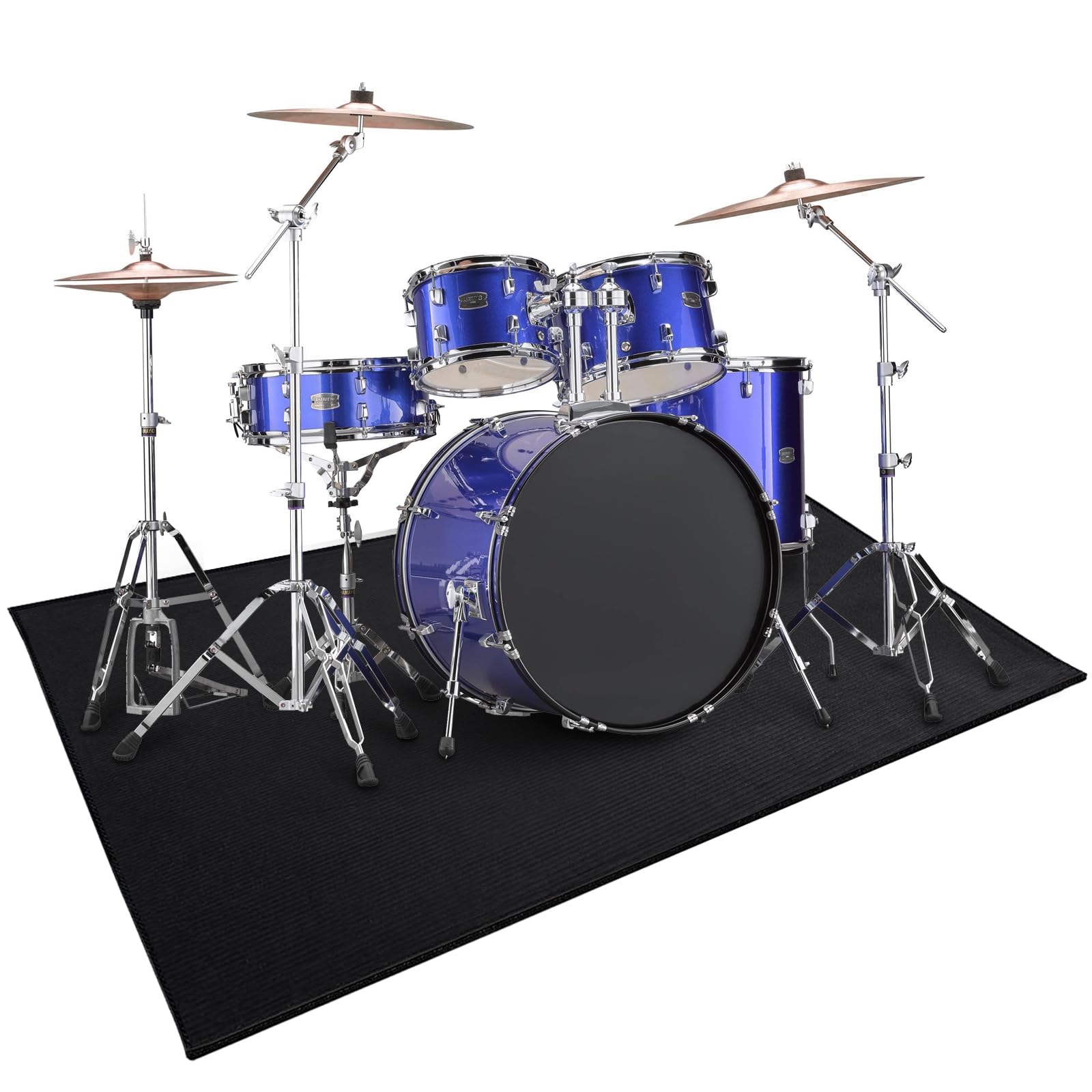 Drum Rug, 4X5.3FT Drum Mat Drum Carpet with Non-Slip Grip Bottom, Soundproof Music Rug, Tightly Woven Drum Pad for Jazz Drum & E
