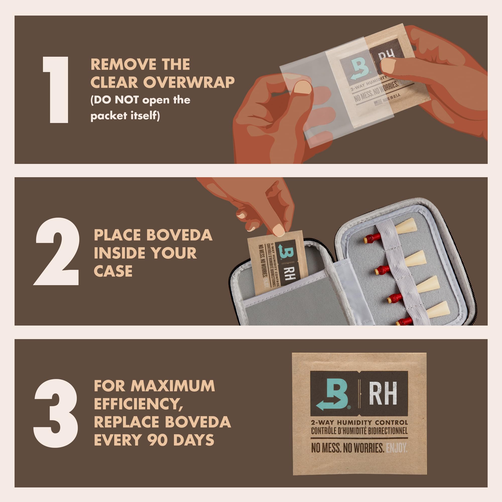 Boveda 72% Two-Way Humidity Control Packs for Woodwind Reeds - Size 8 - 2 Pack - Moisture Absorbers - Protects Against Drying &