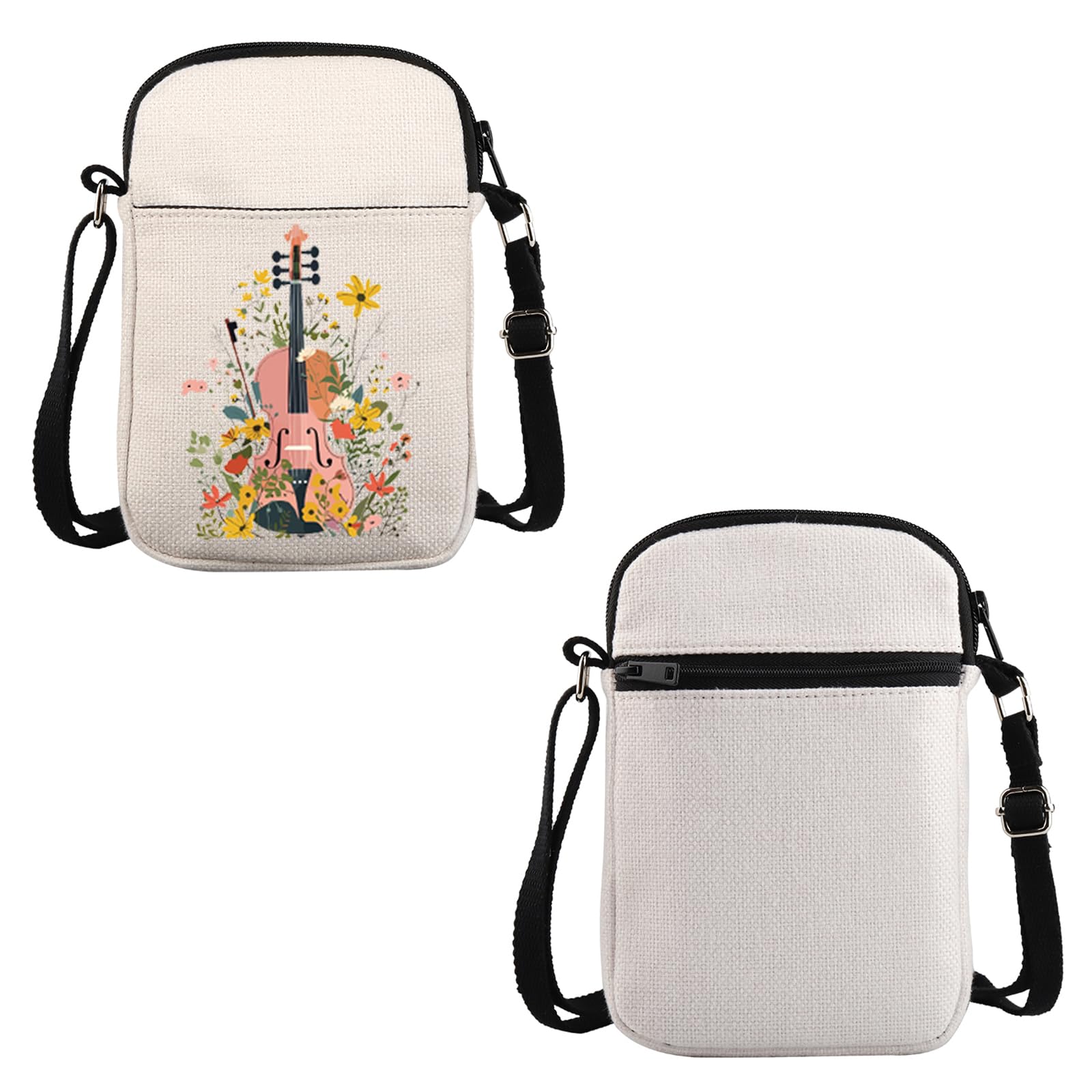 VAMSII Violin Lover Gift Flower Violin Crossbody Bag Violin G-irl Player Travel Bag Violinist Gift (Flower Violin C)