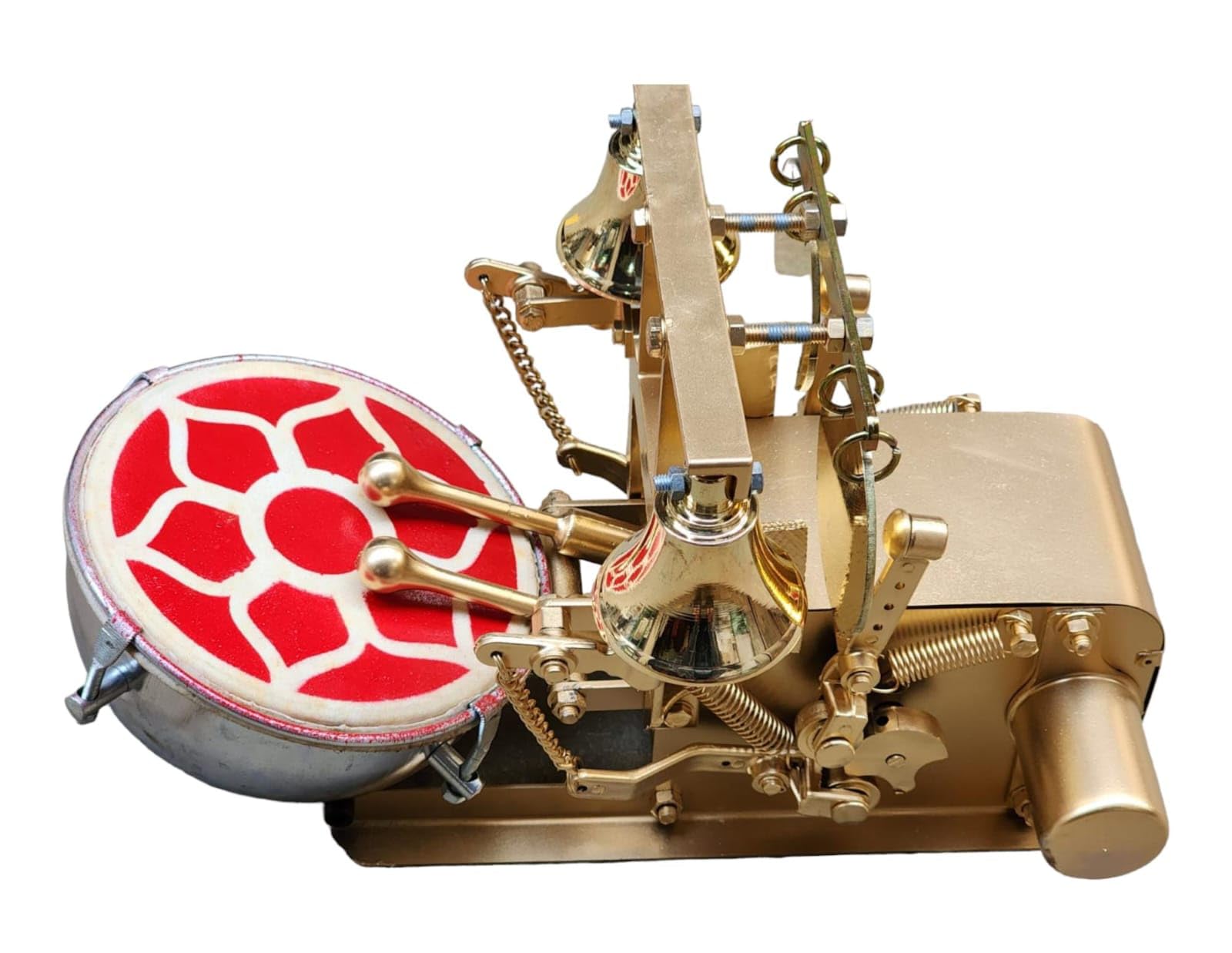 Akshar Tabla Mart Automatic Mini Electric Aarti Machine For Home And Temples Nut & Bolts Dholak (Gold)