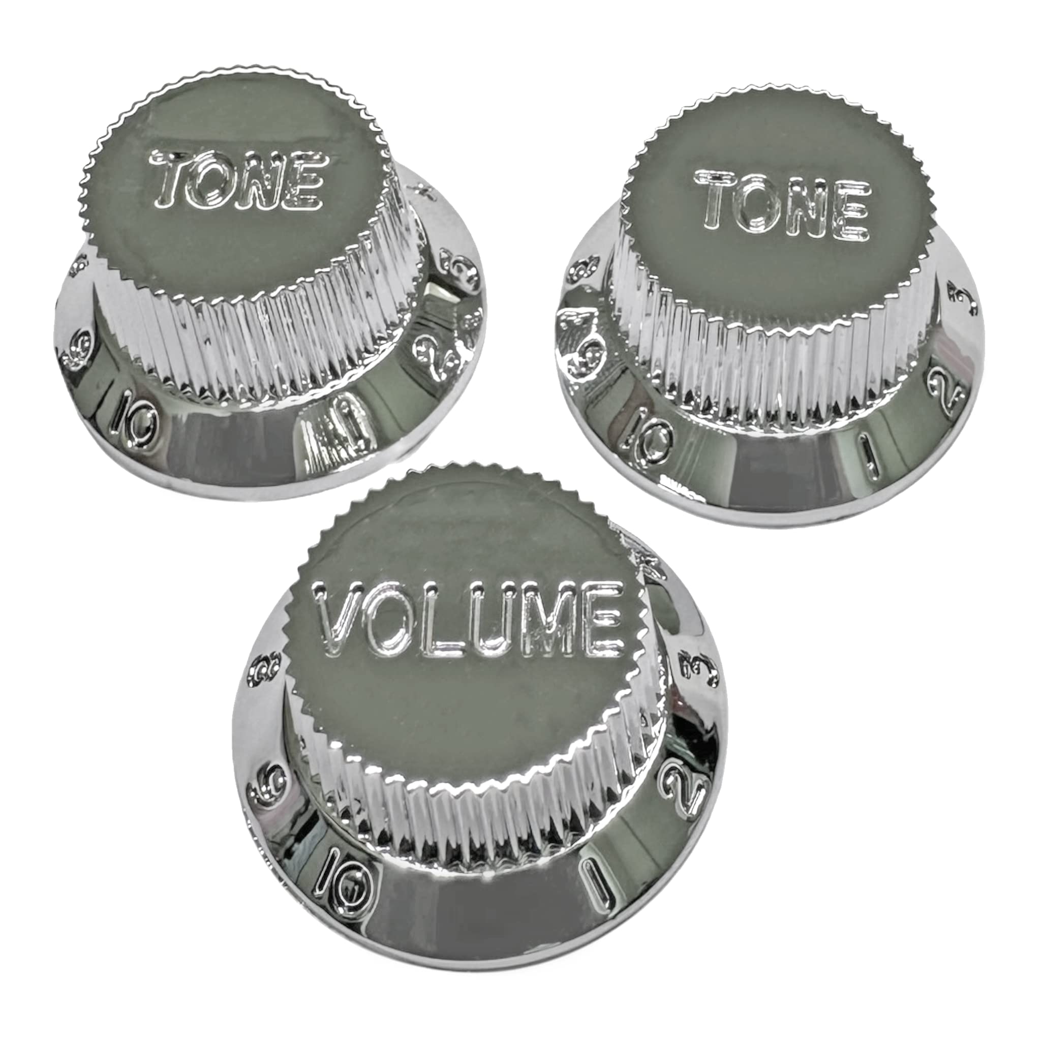 Axlabs Hardware Strat-Style Knob Kit (3) - Chrome