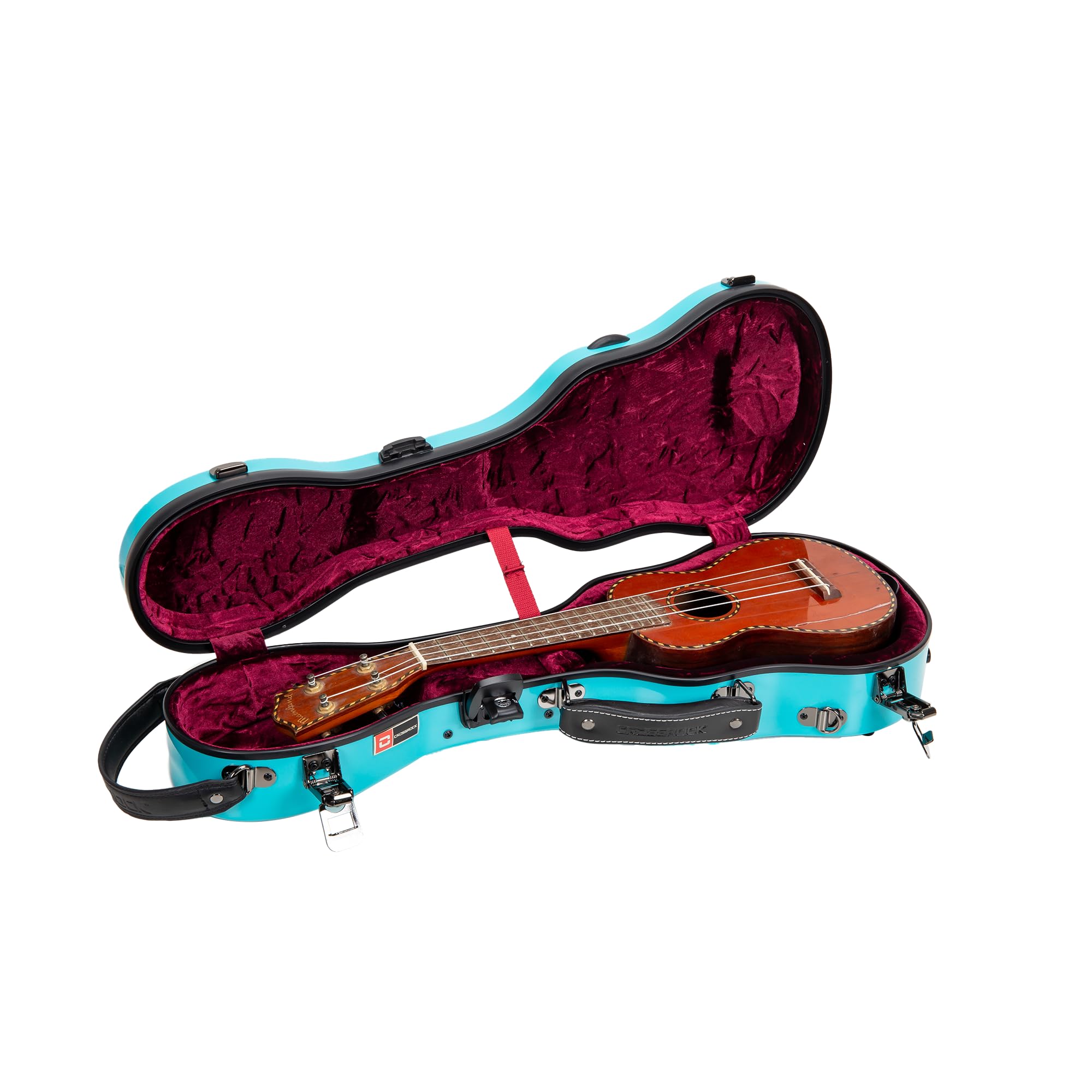 Crossrock Soprano Ukulele Case - 100% Fiberglass Hardshell with Brand Latches, TSA Lock, Accessory Compartment, and Detachable S