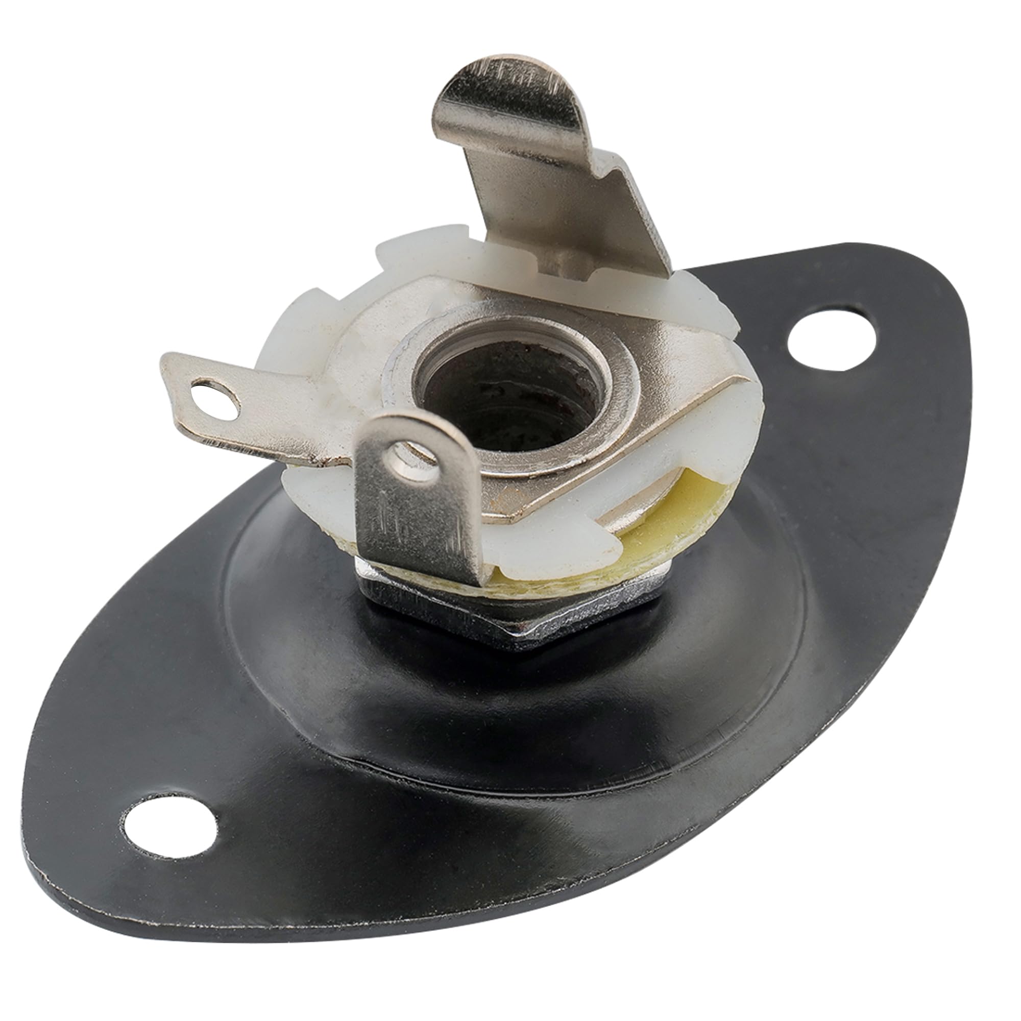 Musiclily 1/4'' Oval Guitar Input Jack Output Jack Plate Socket for Strat Tele Style Electric Guitar Replacement Parts, Black