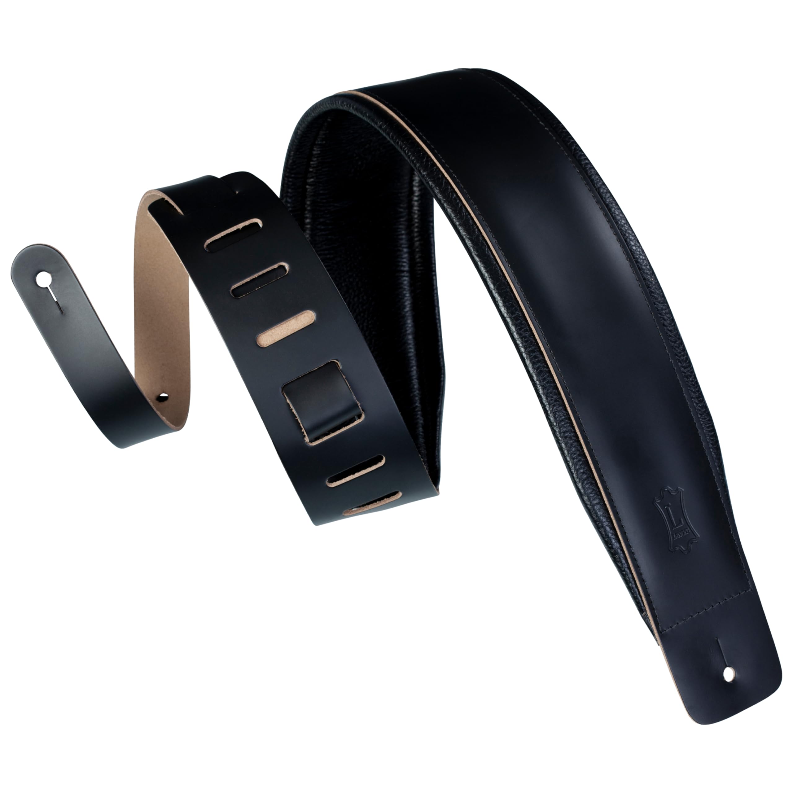 Levys Leathers 3 Extra-Long Genuine Leather Guitar Strap with Garment Leather Backing; Black (DM1PD-XL-BLK)