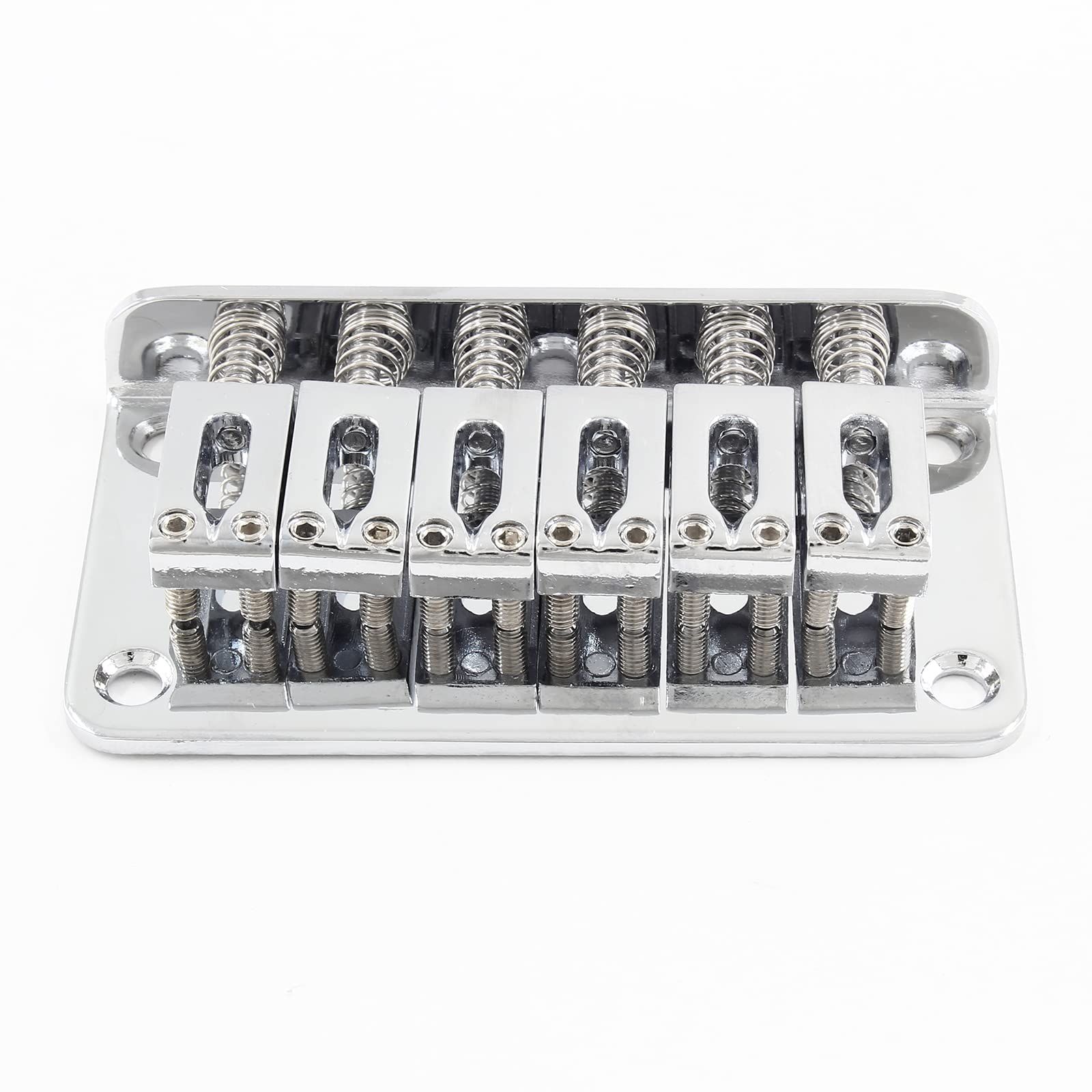 HARSKIYER Silver Adjustable 6 String Guitar Bridge, Metal Fixed Top Load Guitar Tailpiece Guitar Fixed Bridge Hardtail Saddle Br