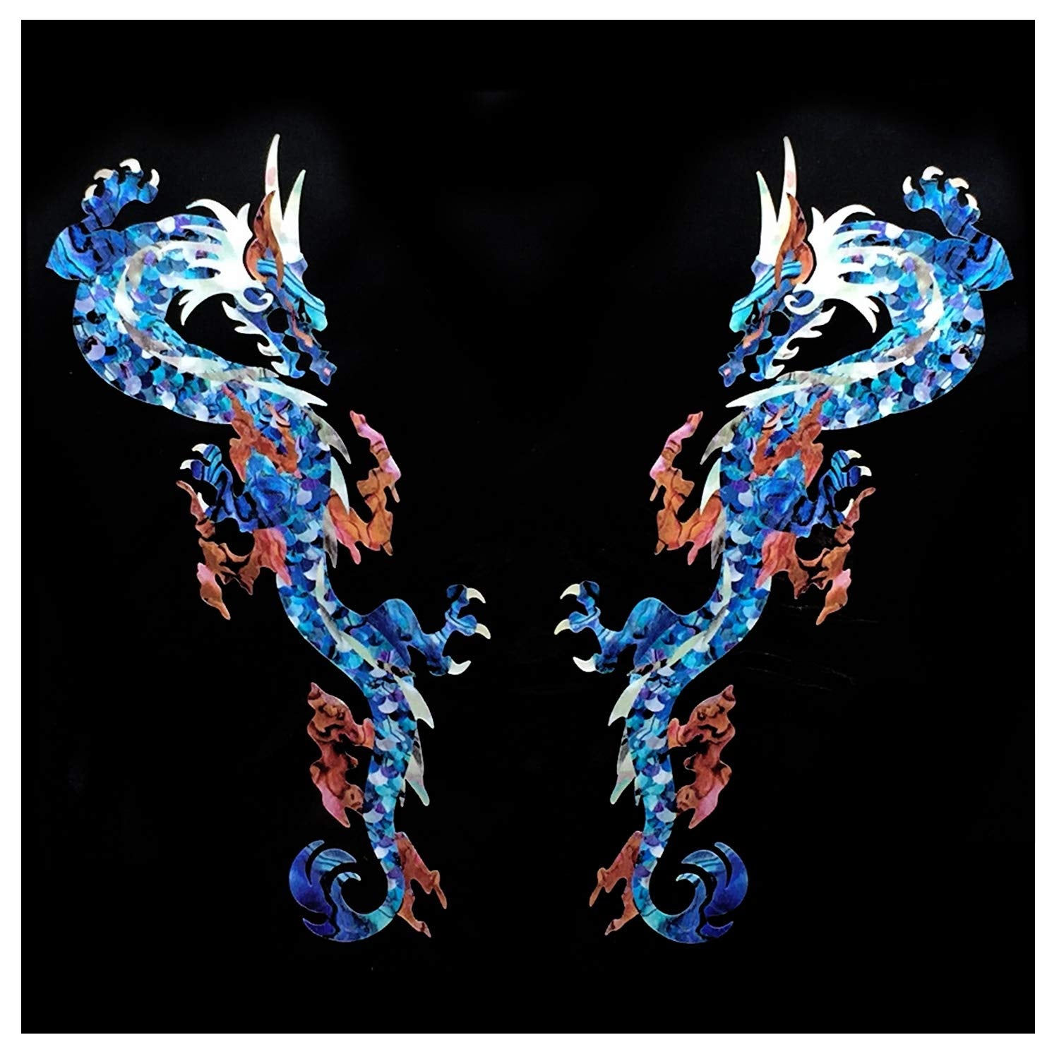 Jockomo Dragon Dragon Bl Symmetrical Set Guitar Bass Inlay Sticker