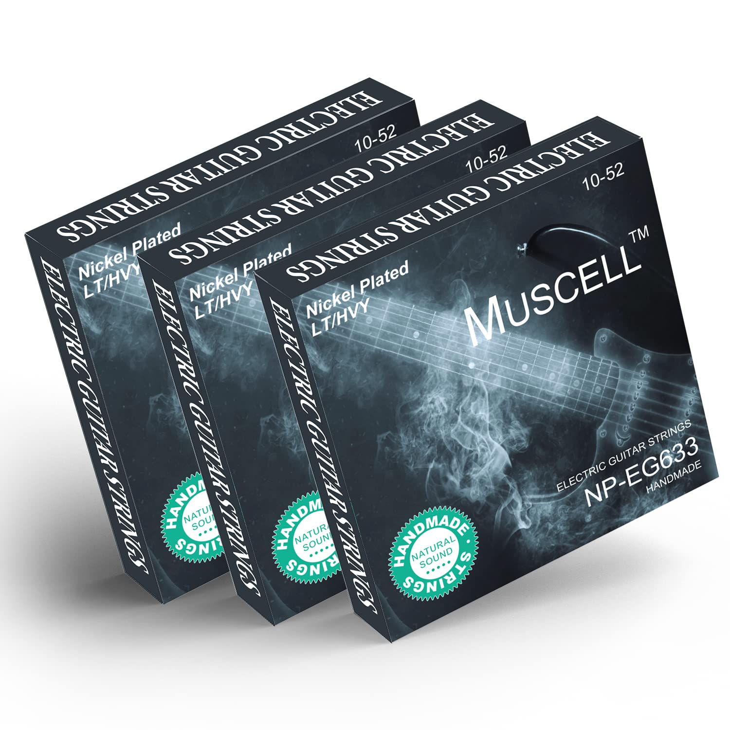 Muscell Electric Guitar Strings Handmade Nickel Plated Hex Steel Colorful Ball End-3 Packs-6 String-Light Heavy 10-52