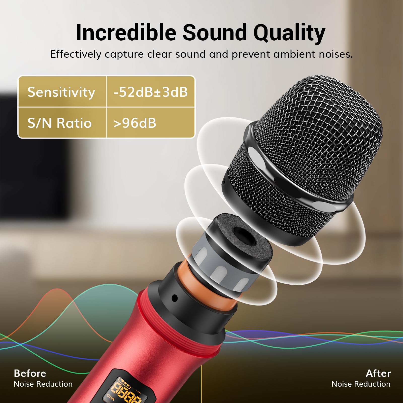 Wireless Microphone System, TONOR Professional Metal Cordless Karaoke Microphones, Handheld Dynamic Mic Set with Receiver for Pa