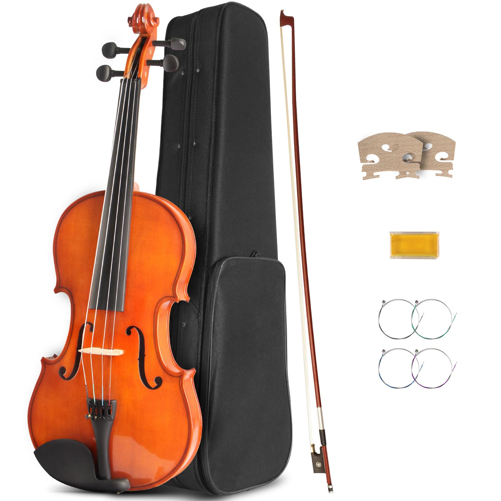 Ceciliec1/4 Acoustic Violin Kit for Beginners Student with Bow, Extra Strings, Rosin and Hard Case, Birthday Gift
