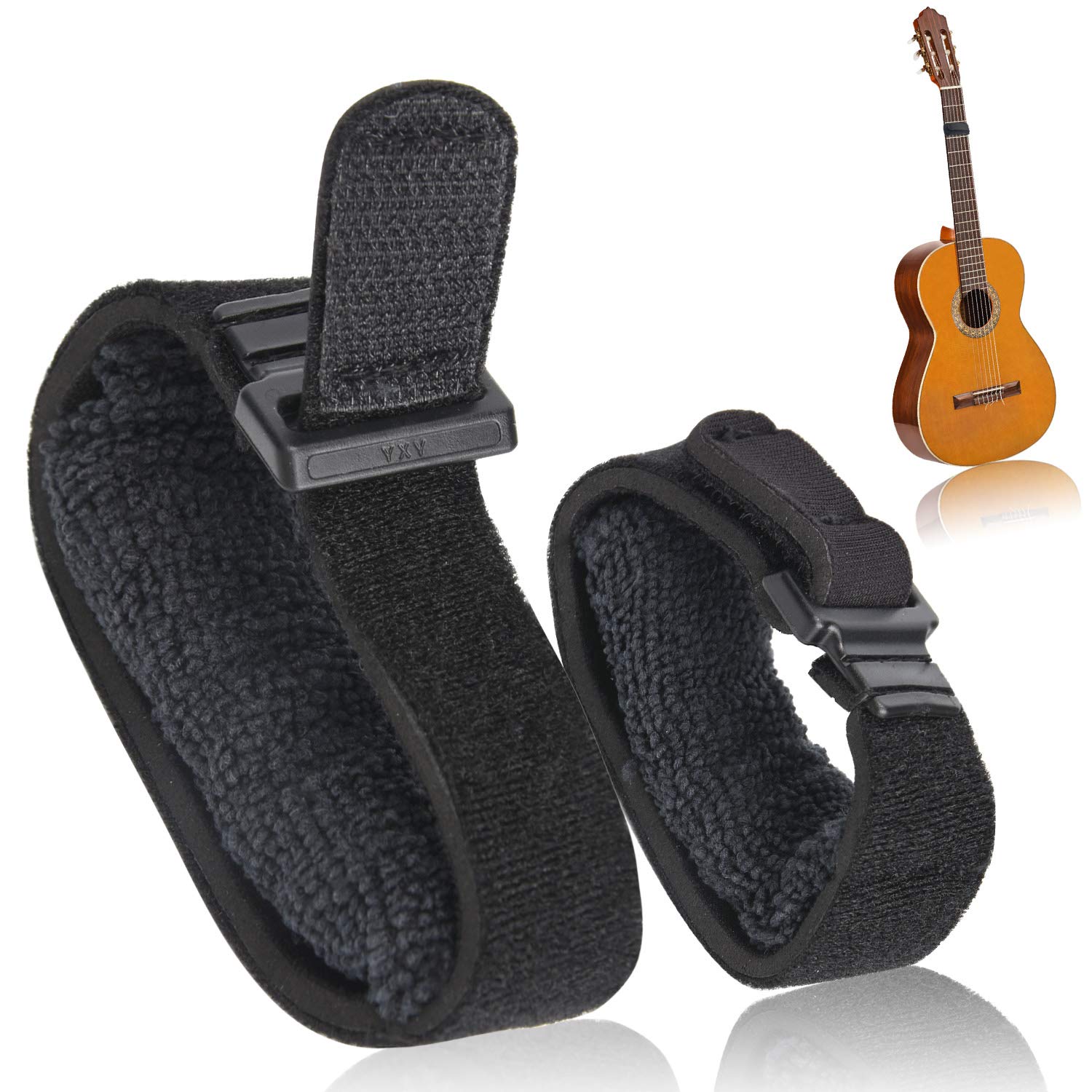 Facmogu 2Pcs Guitar String Mute Dampener, Guitar String Cover Belt, Adjustable Bass Guitar Mute Silencer, Fretboard Muting Strap