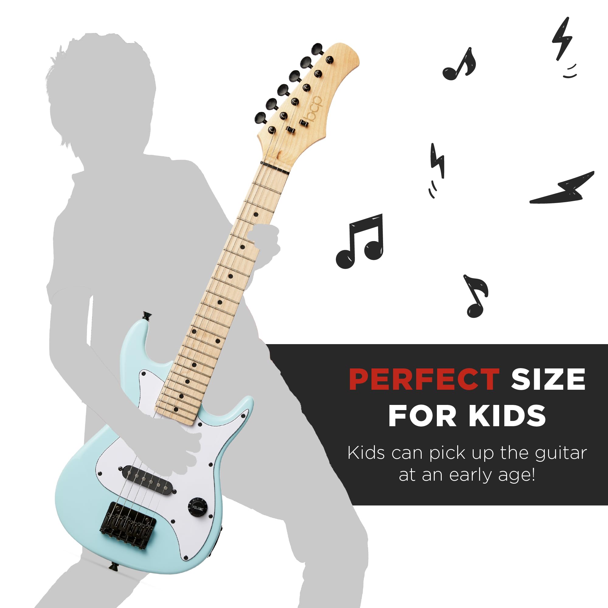Best Choice Products 30in Kids Electric Guitar Beginner Starter Kit w/ 5W Amplifier, Strap, Gig Bag, Strings, Picks - Powder Blu