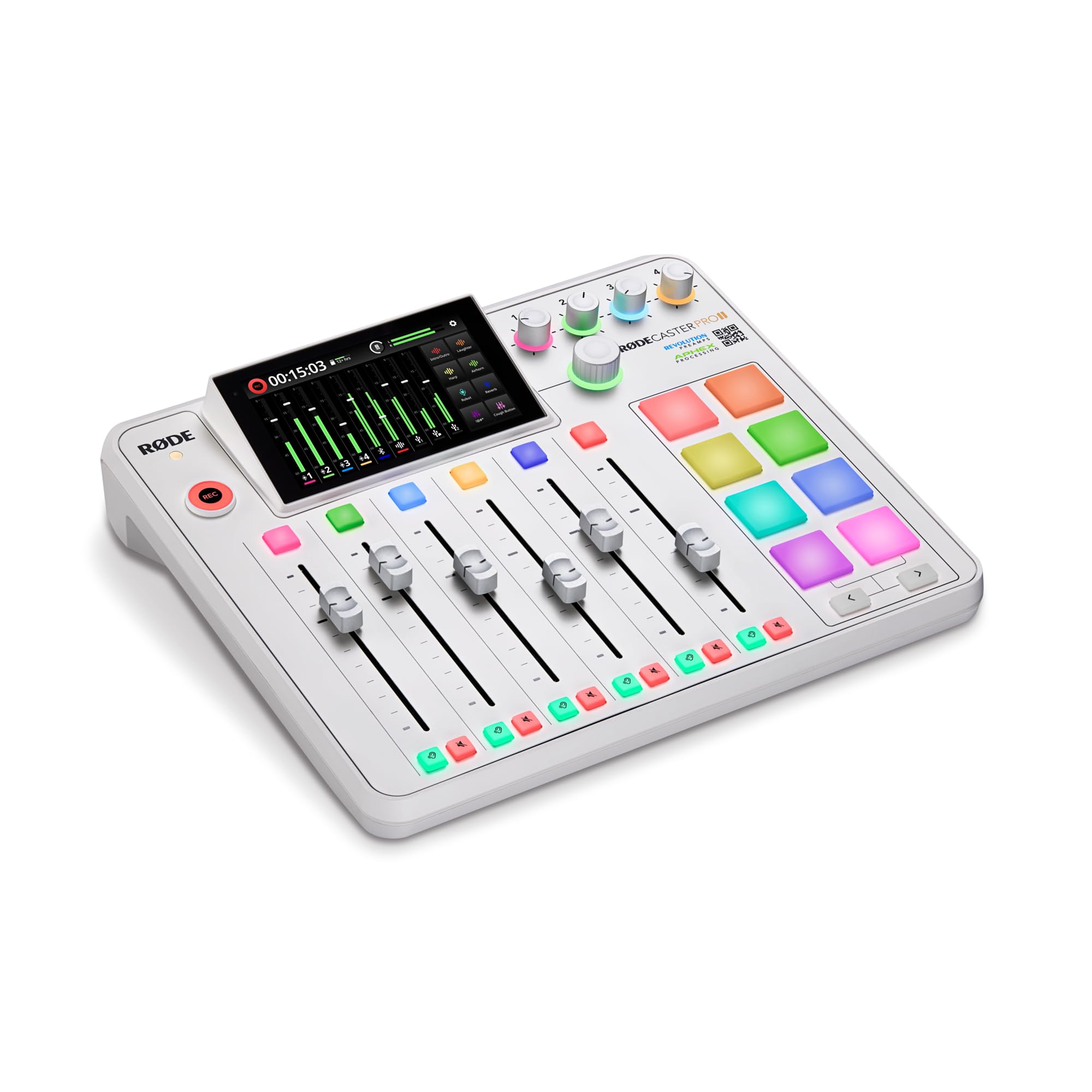 RDE RDECaster Pro II All-in-One Production Solution for Podcasting, Streaming, Music Production and Content Creation (White)