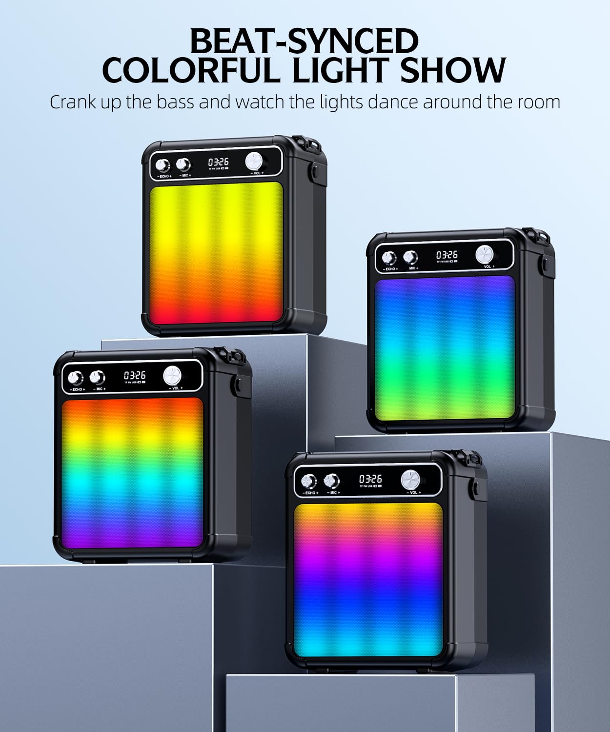 Karaoke Machine,Karaoke Machine for Adults,Bluetooth Speaker with 2 Wireless Karaoke Microphones for Adults & Kids with LED Ligh