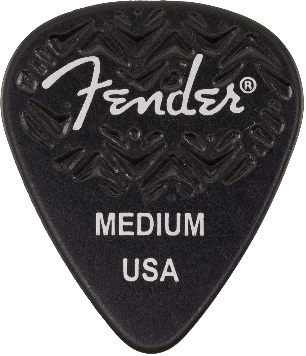 Fender Wavelength Guitar Picks 351 Shape, Black, Medium, 6-Pack