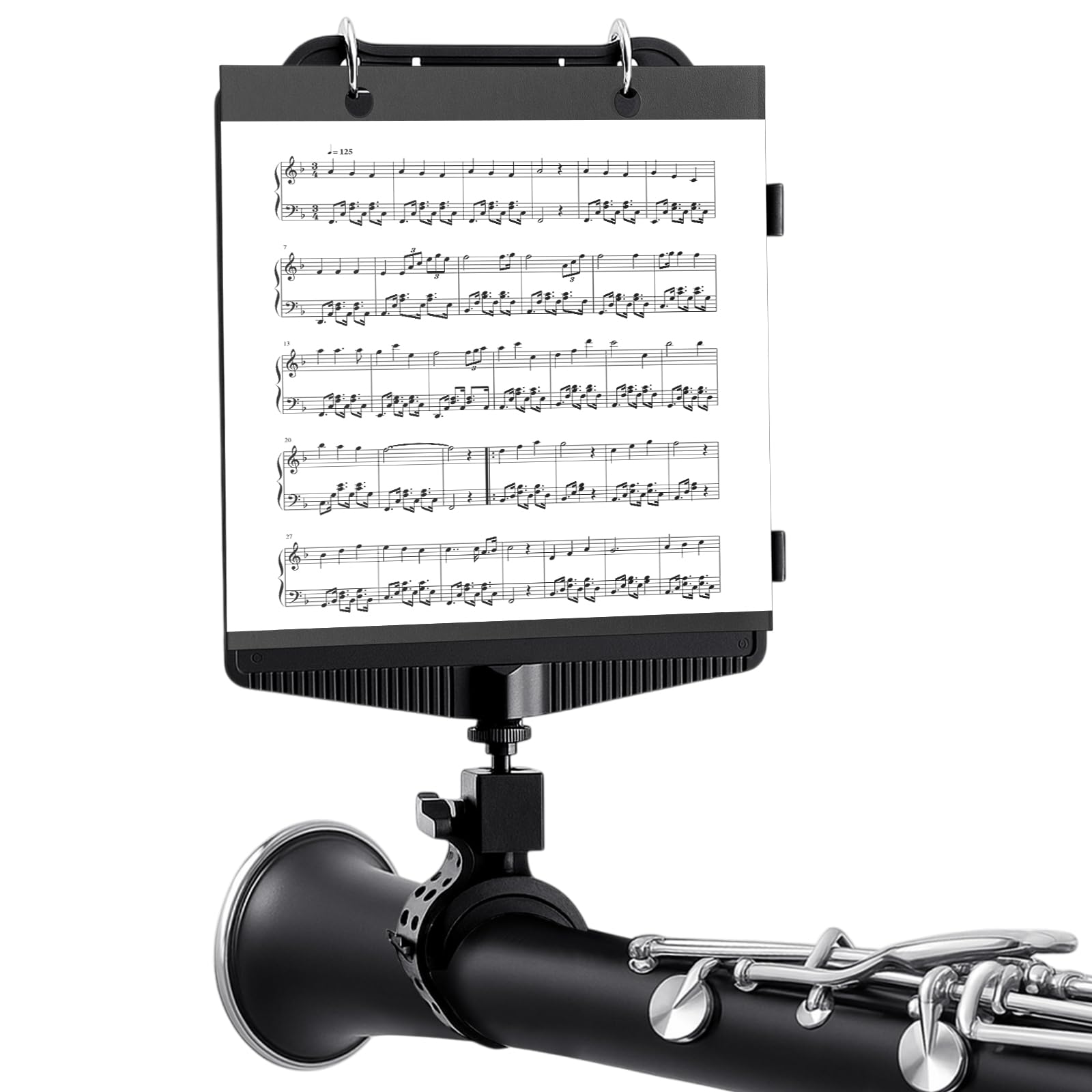 Amylove Clarinet Lyre Marching Band Flip Folder, Adjustable Marching Band Lyre for Clarinet with 1 Flip Folder, 10 Reversible Sl