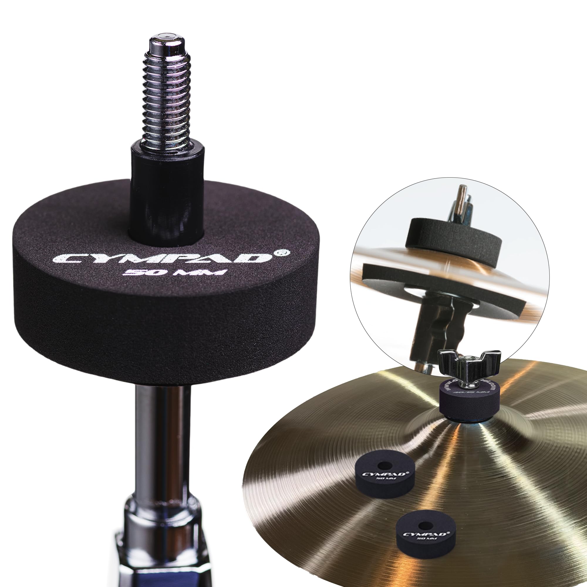 Cympad Moderator Cymbal Tuner Pads - 50mm Double Set - Reduces Overtones & Sustain - Foam Cymbal Washers for Studio, Practice & 