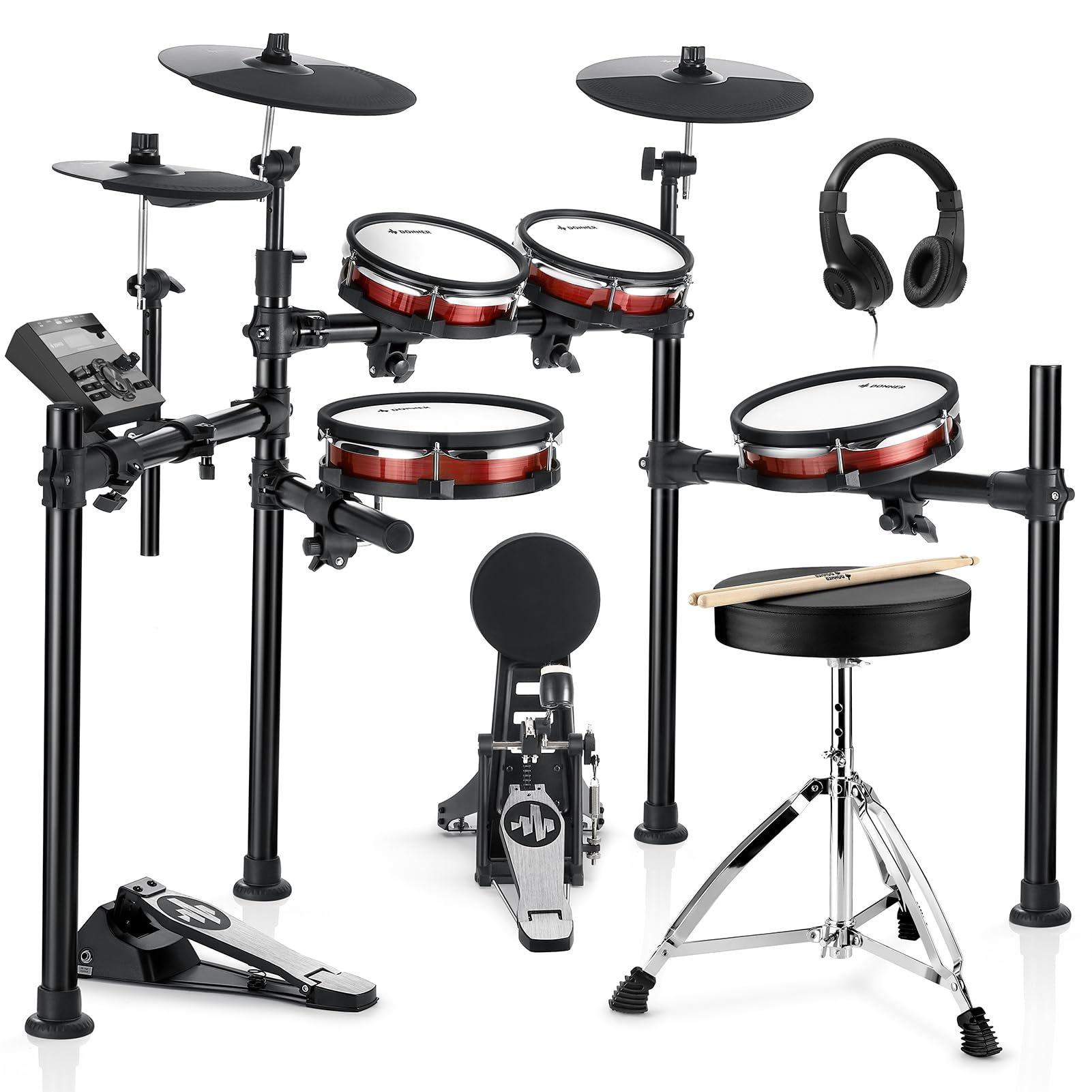 Donner DED-200 MAX Electronic Drum Set with Industry Standard Mesh Heads, 10 Snare, 8 Tom, 10 Tom, 12 Crash, 450+ Authenti