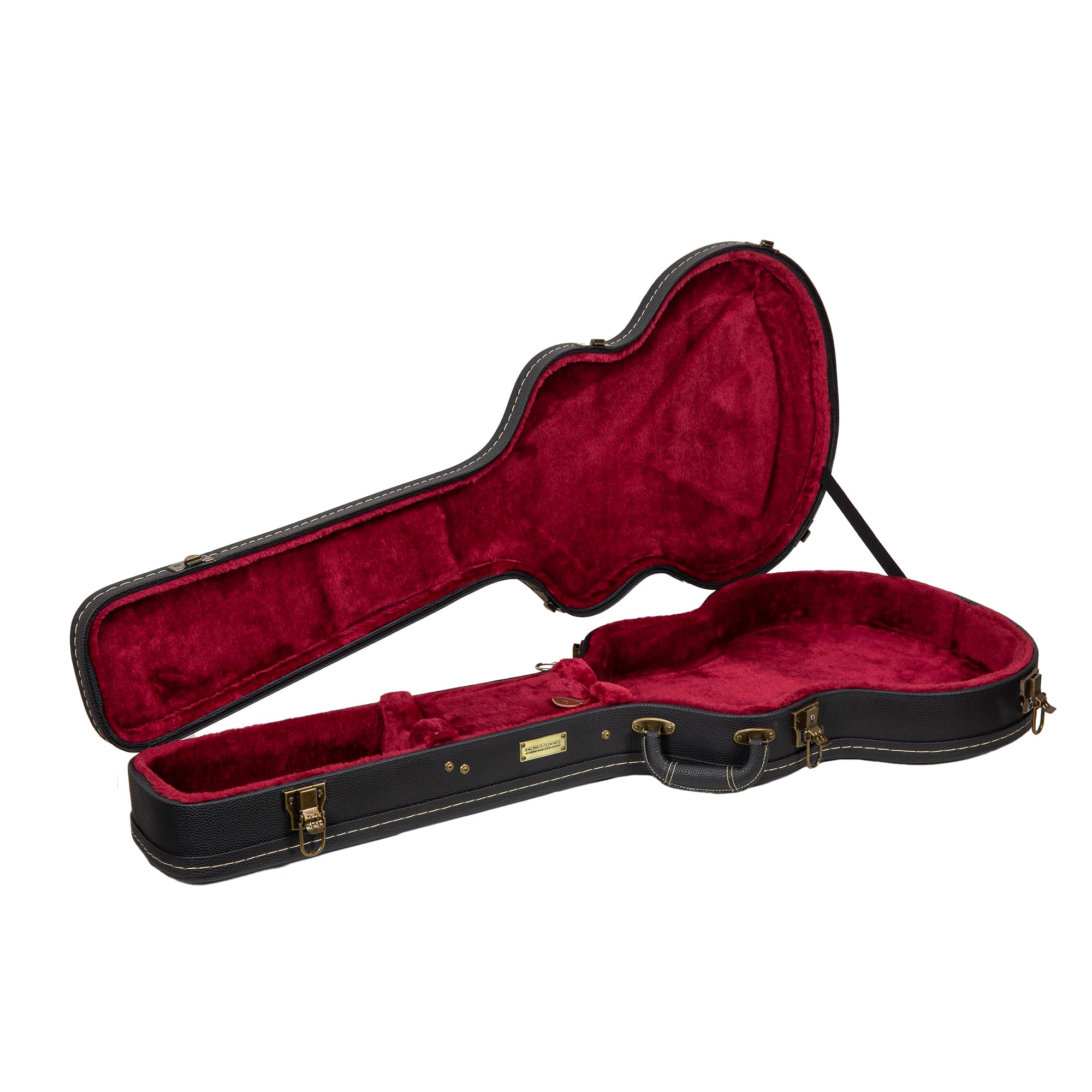 Crossrock Wooden Guitar Case -Fits 335 Style 6 Strings Semi-Hollow Electric Guitars -Vintage Hardware, Sponge Lining, Metal Feet