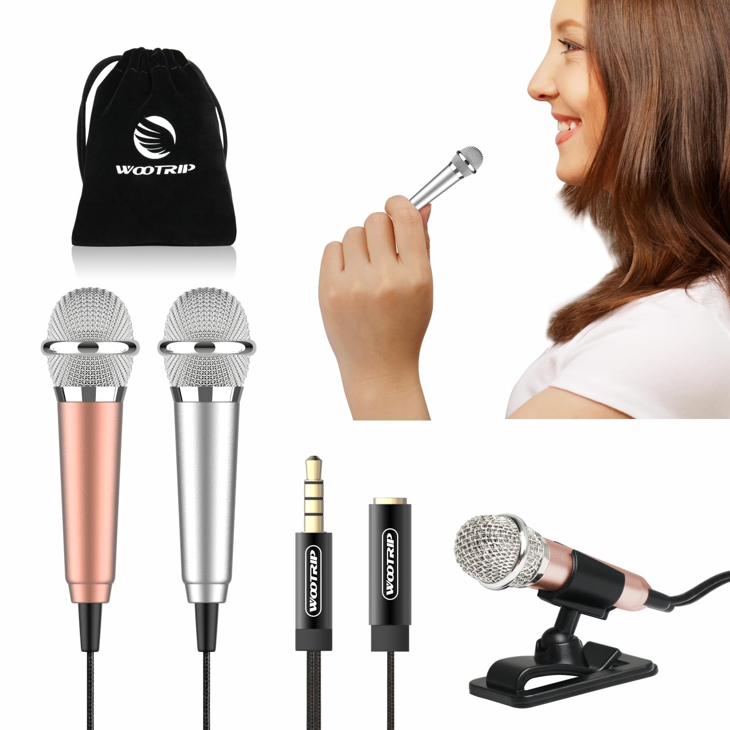 Wootrip [2Pcs] Mini Karaoke Microphone, Mini Voice Recording Microphone Portable Karaoke Mic For Singing, Recording, Voice Recor