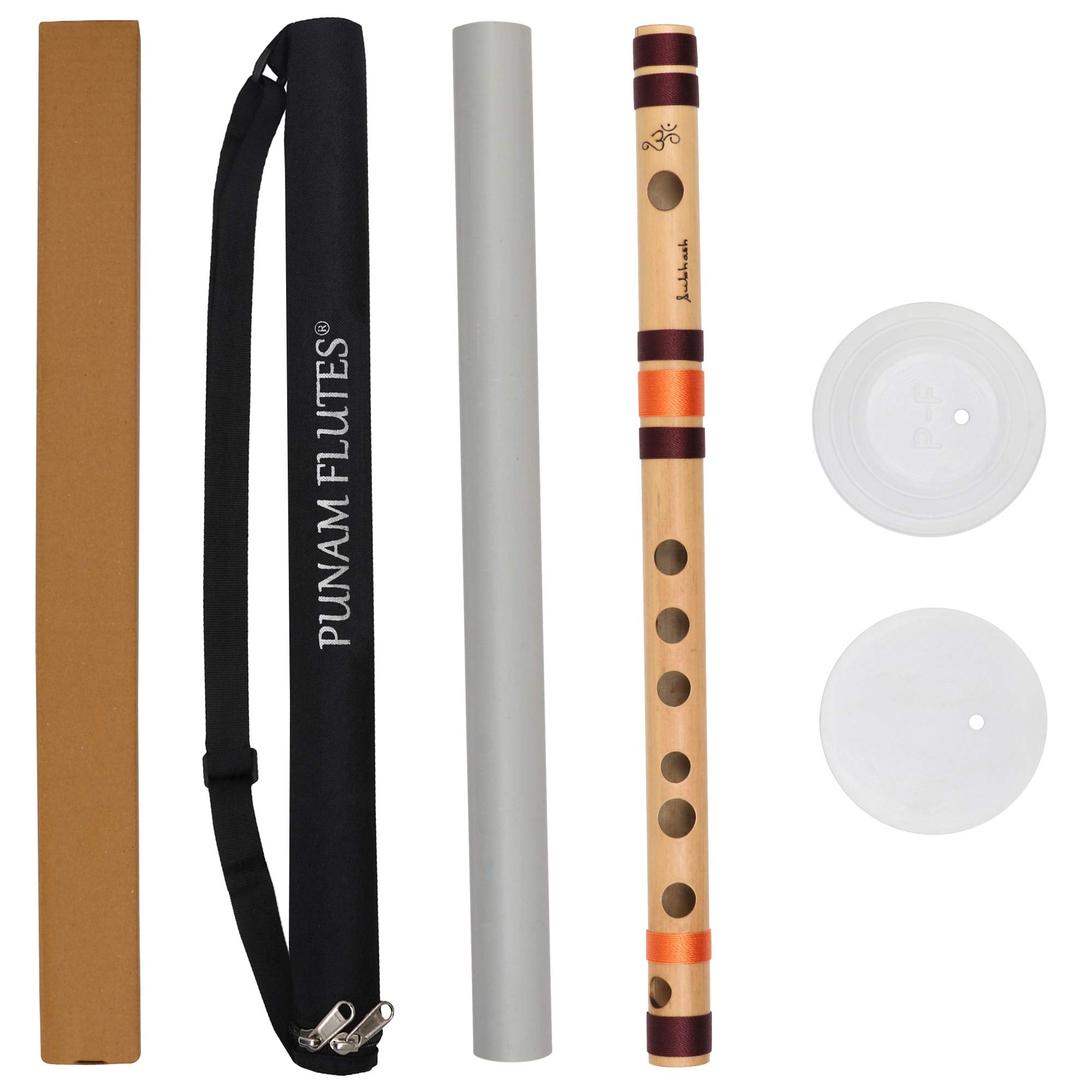Punam Flutes A Natural Small Right Hand Bansuri Size 11.6 Inches