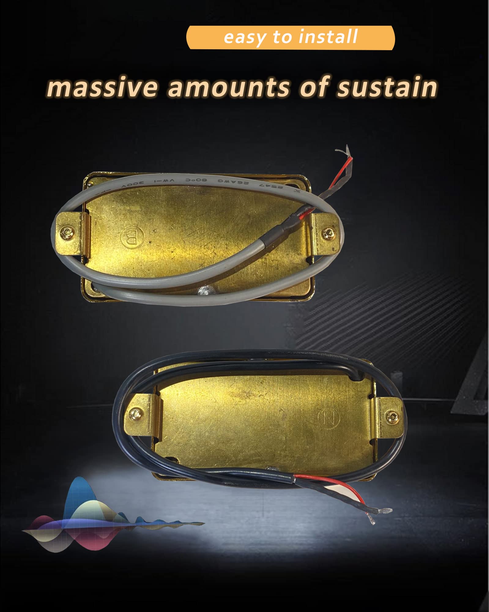 LAMSAM P90 Tone Pickups Set, Humbucker-sized Single Coil Neck Pick-up and Bridge Pick Up Loaded Rubber Magnets, as Replacement P