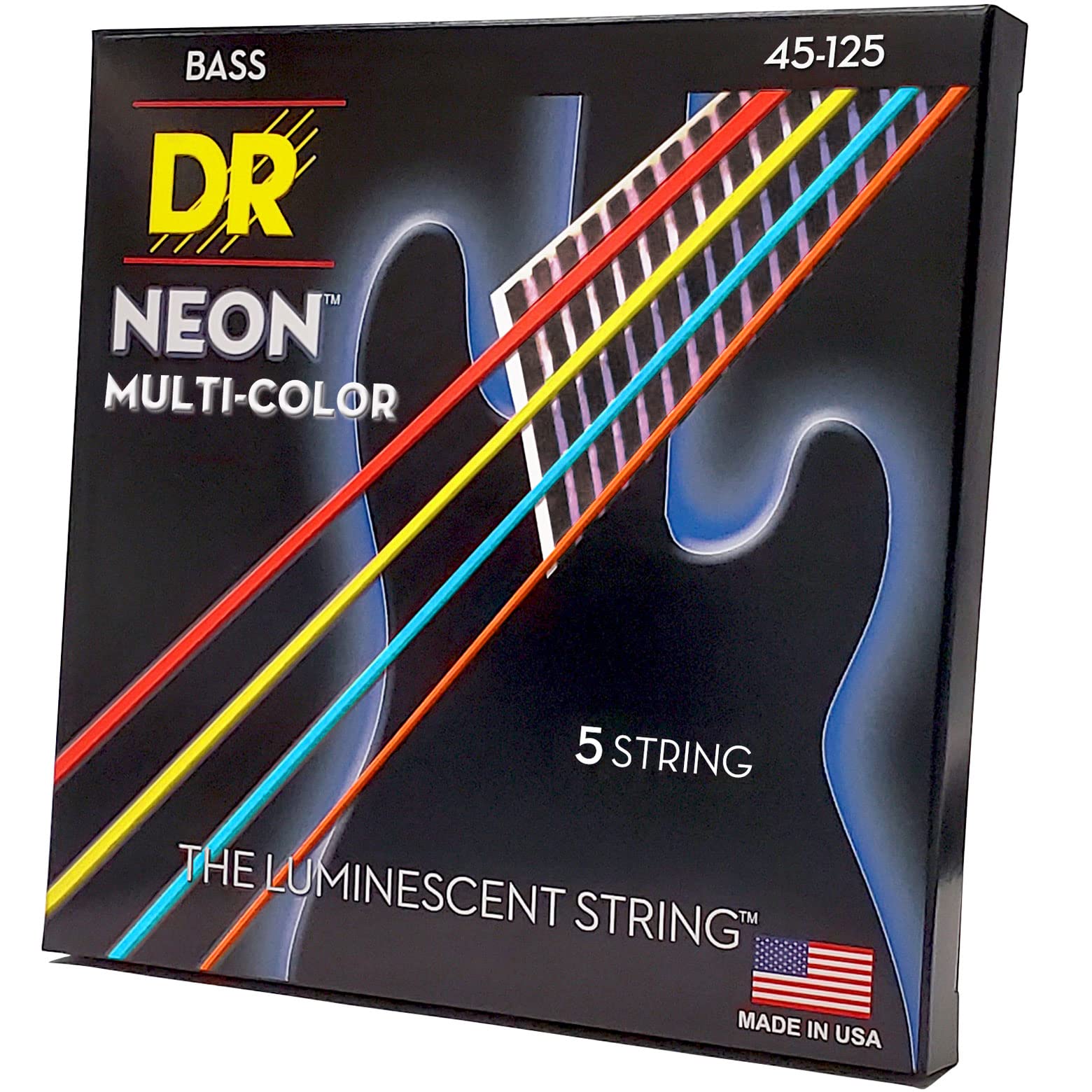 DR Strings HI-DEF NEON Bass Guitar Strings (NMCB5-45),Black