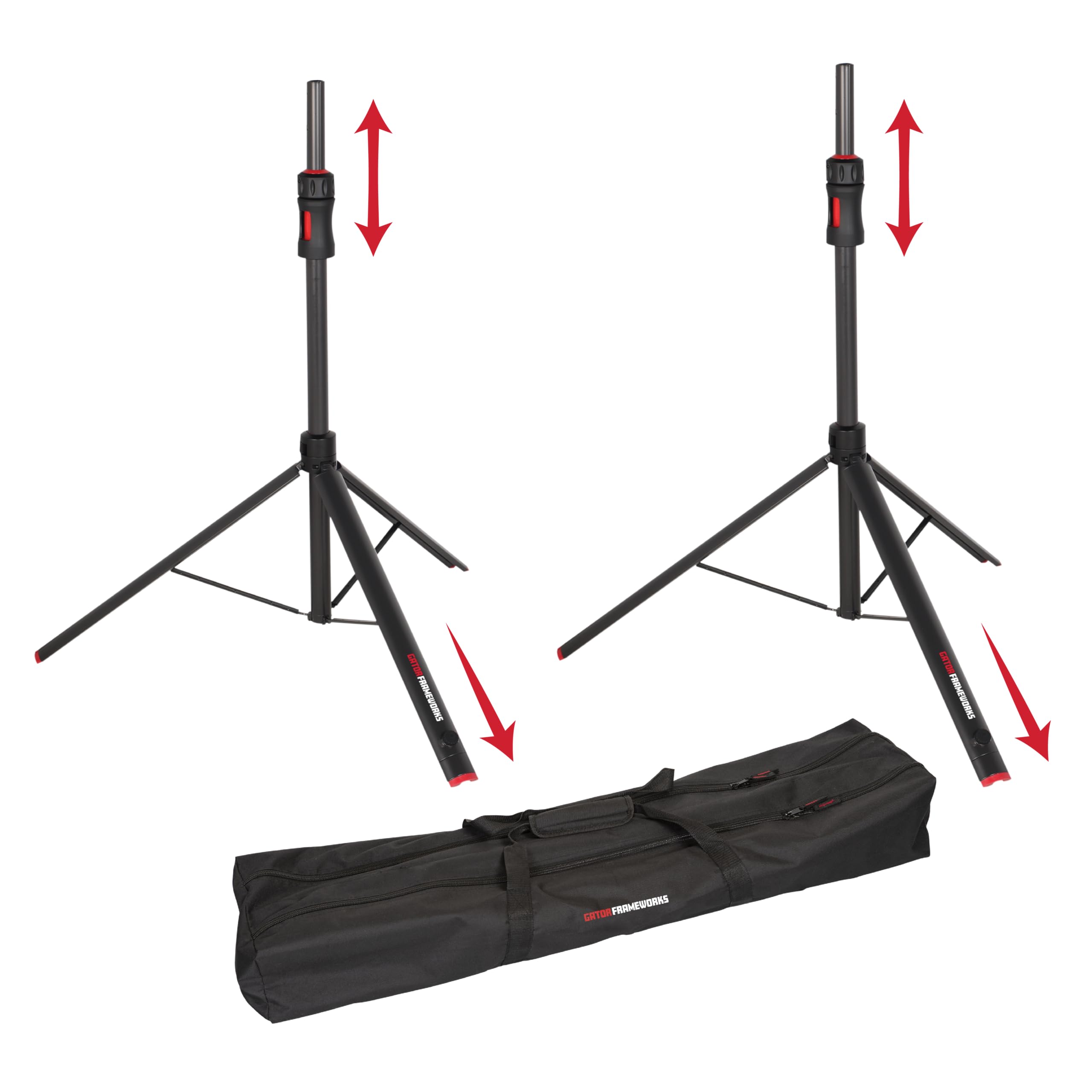 Gator Frameworks ID Series Speaker Stand Set with Padded Nylon Carry Bag, Set of 2 Stands (GFW-ID-SPKRSET)